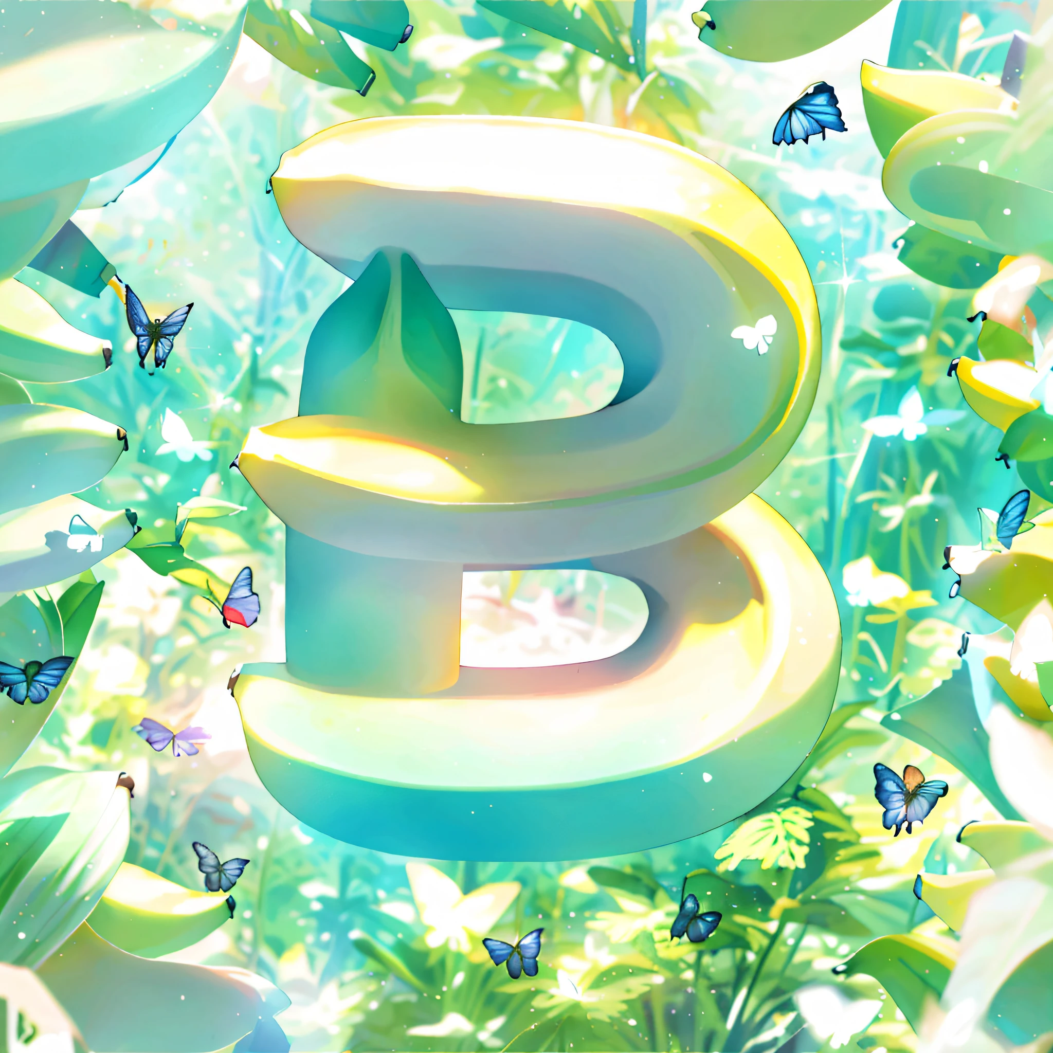 Bananas, beautiful big butterflies, glittering