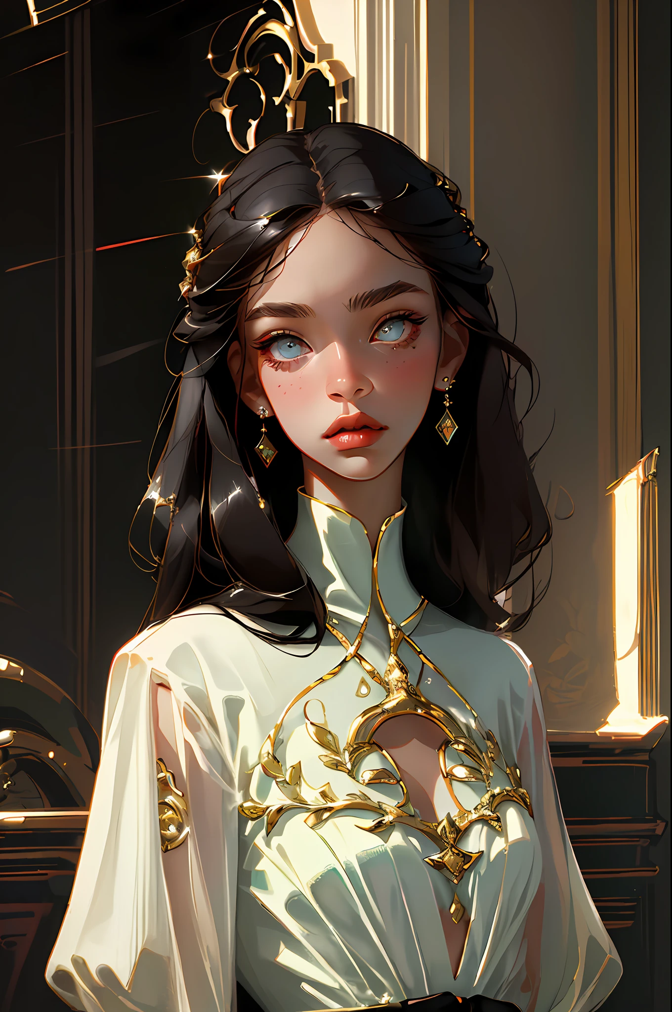 (best quality, masterpiece), 1girl, fashion clothes, gucci, model, fine details on face, elegant, fashion, movie light, light eyes, designer clothes, neutral colors, dark hair, indirect light, (black hair)