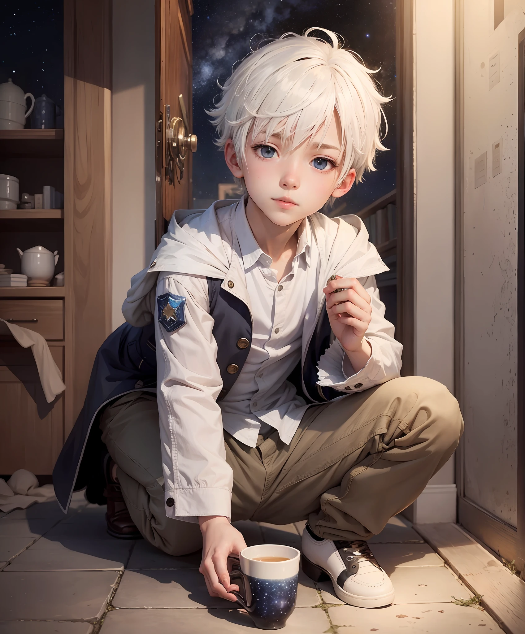 White-haired Shota, starry sky --auto --s2