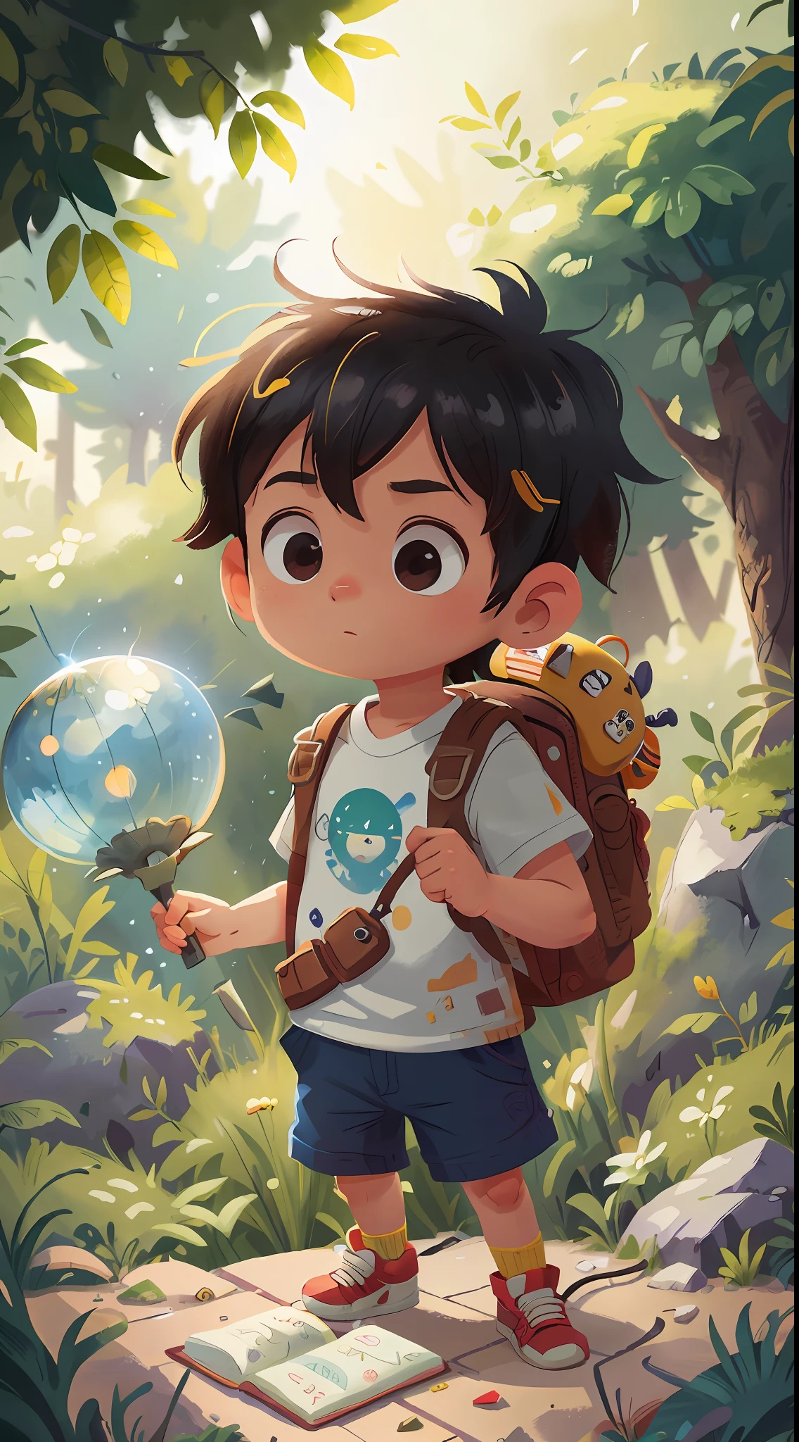 ((Best quality)), ((masterpiece)), (detailed: 1.4), 3D, Creates a small explorer of 6 years, in various poses and with various expressions on a white background, children's book illustration style, simple, cute, black, short hair, smooth skin, white short-sleeved shirt, explorer's shorts without belt, without hat, without book, without glasses, without backpack, HDR (High Dynamic Range), Ray Tracing ,NVIDIA RTX,Super Resolution,Unreal 5,Subsurface Dispersion,PBR Texture,Post-Processing,Anisotropic Filtering,Depth of Field,Maximum Clarity and Sharpness,Multilayer Textures,Albedo and Specular Maps,Surface Shading,Accurate Light-Material Interaction Simulation,Perfect Proportions,Octane Render,Two-Tone Lighting,Wide Aperture,Low ISO,White Balance,Rule of Thirds,8K RAW