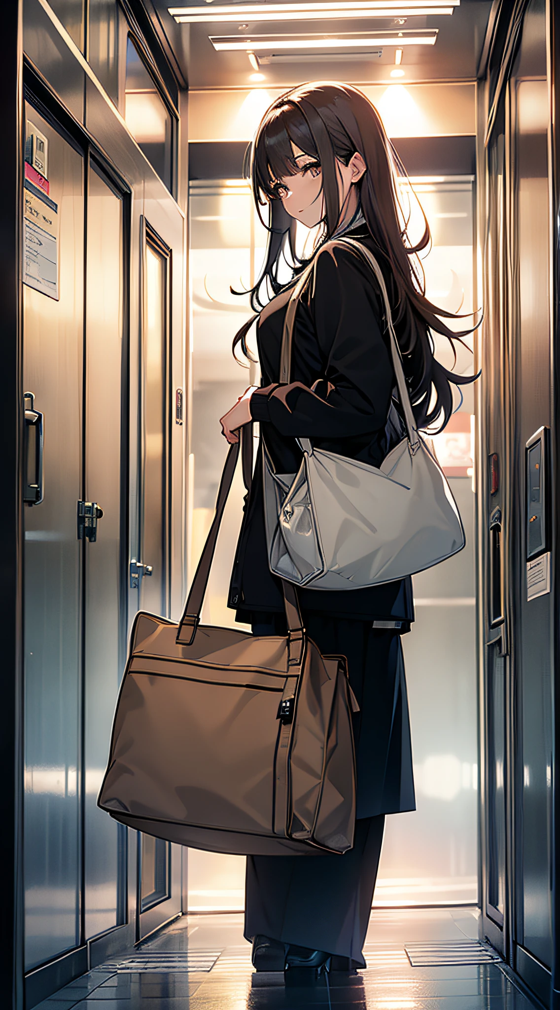 Grab your bag and get off the elevator to go home --auto --s2