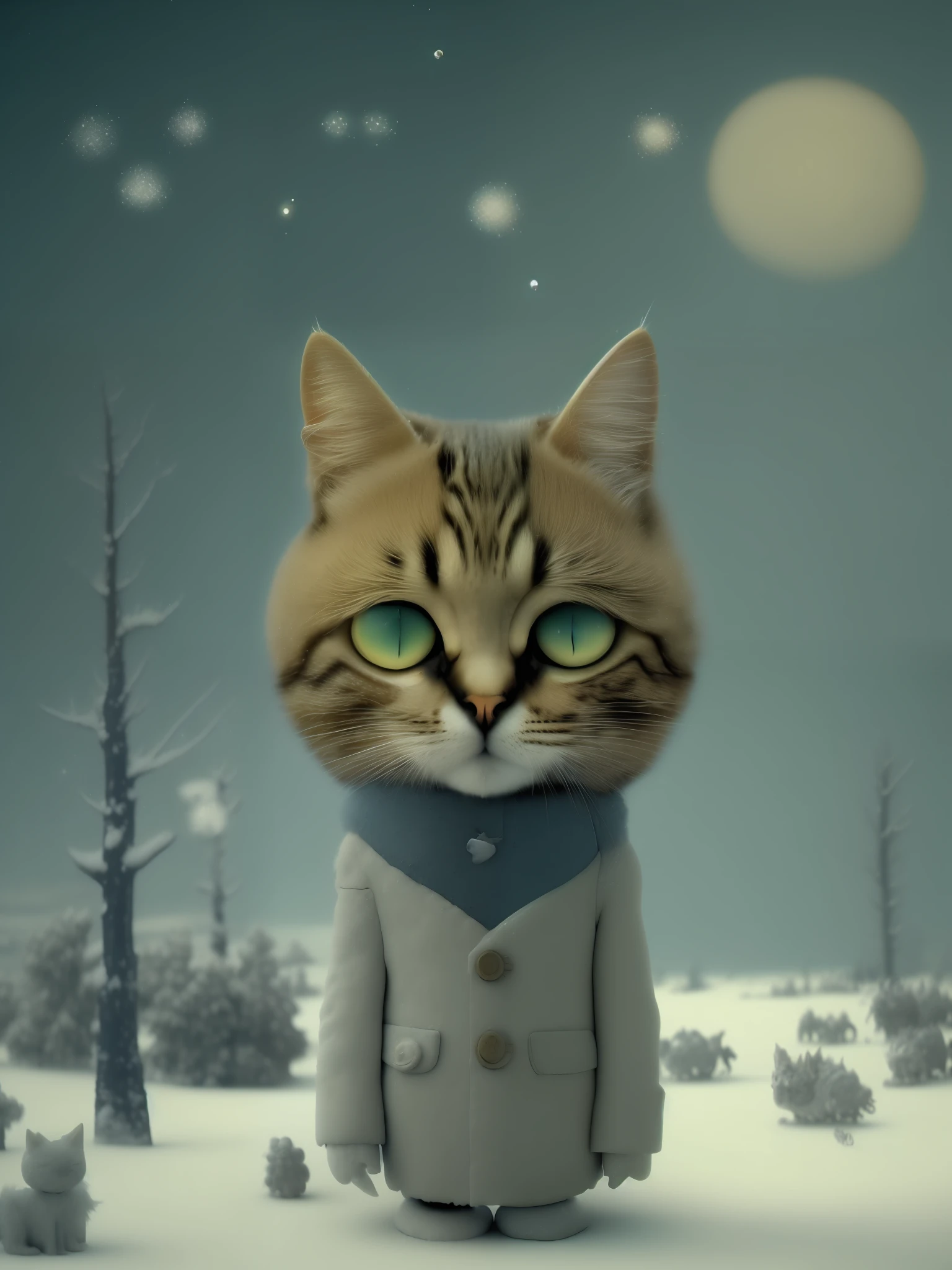 (SD(Stable Diffusion))), (landscape depiction),(Winter cat),(Painter),((画质词(Gorgeous)),(絵风描述(Ethereal)))(Screenpainting),(Surreal))),(Painter ( Draw a picture inspired by the work of Gabriel Pacheco)).