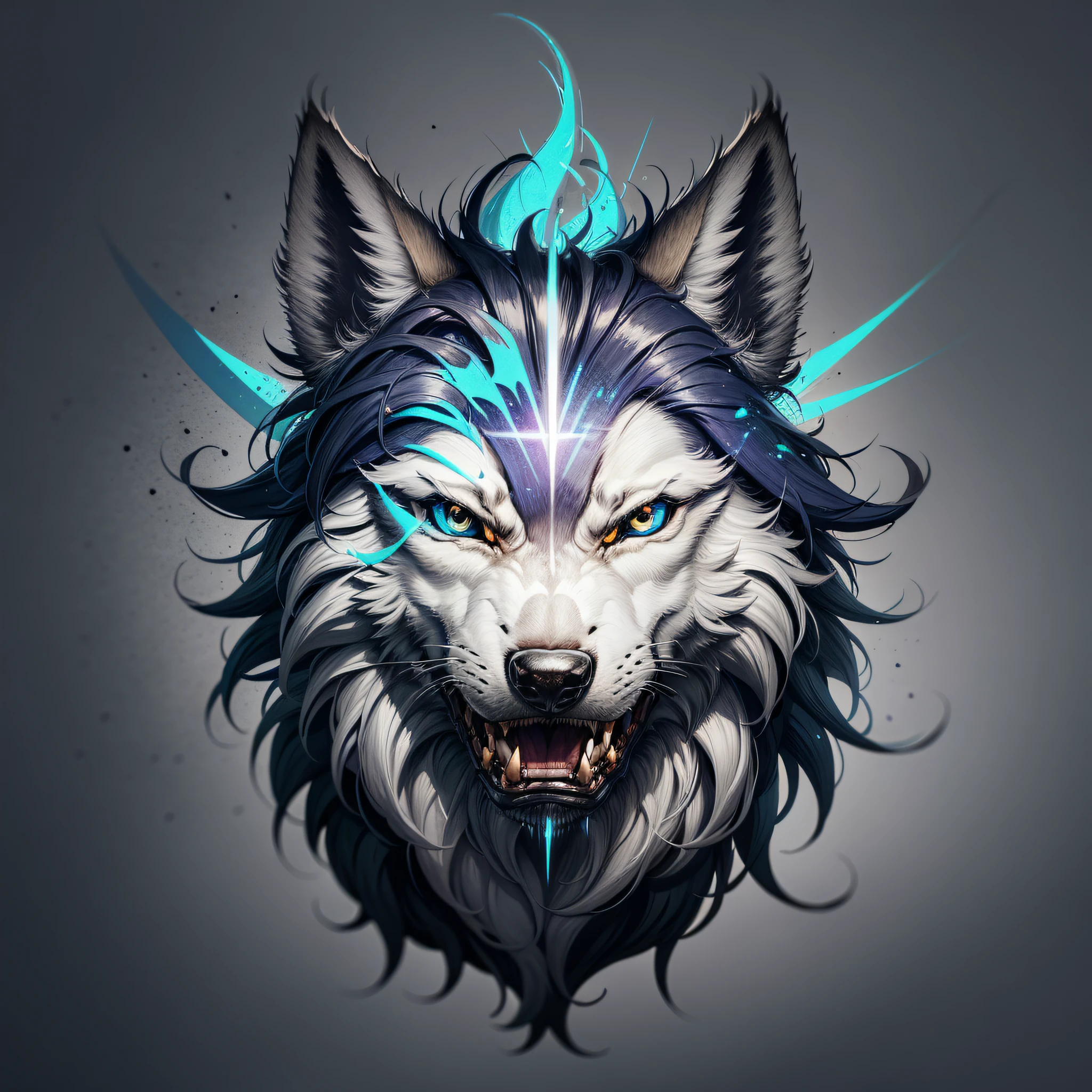 Logo with Wolves text, Wolf Line Art Logo, white background, bright blue, minimum and pure — Wolf --auto --s2