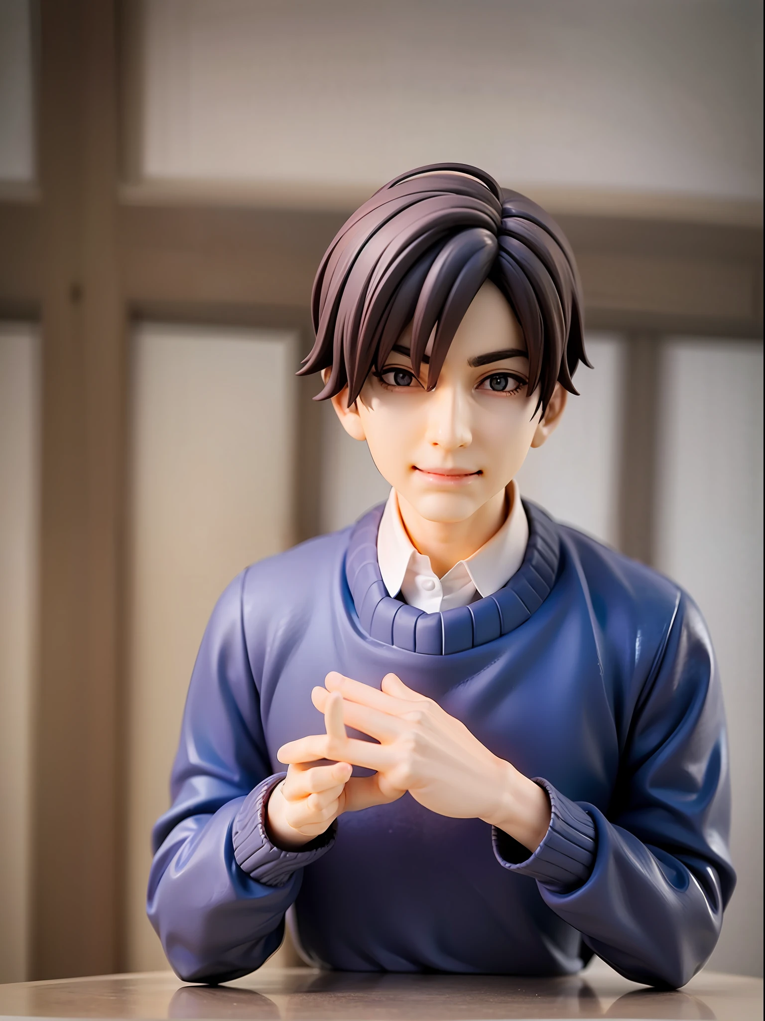 arafed man in a blue sweater smiling at the camera, a picture inspired by Ding Yunpeng, trending on reddit, shin hanga, yanjun chengt, peter xiao, steve zheng, bo feng, liang mark, yihao ren, ryan jia, jeremy cheung, xintong chen, leng jun, wei wang, ruan jian