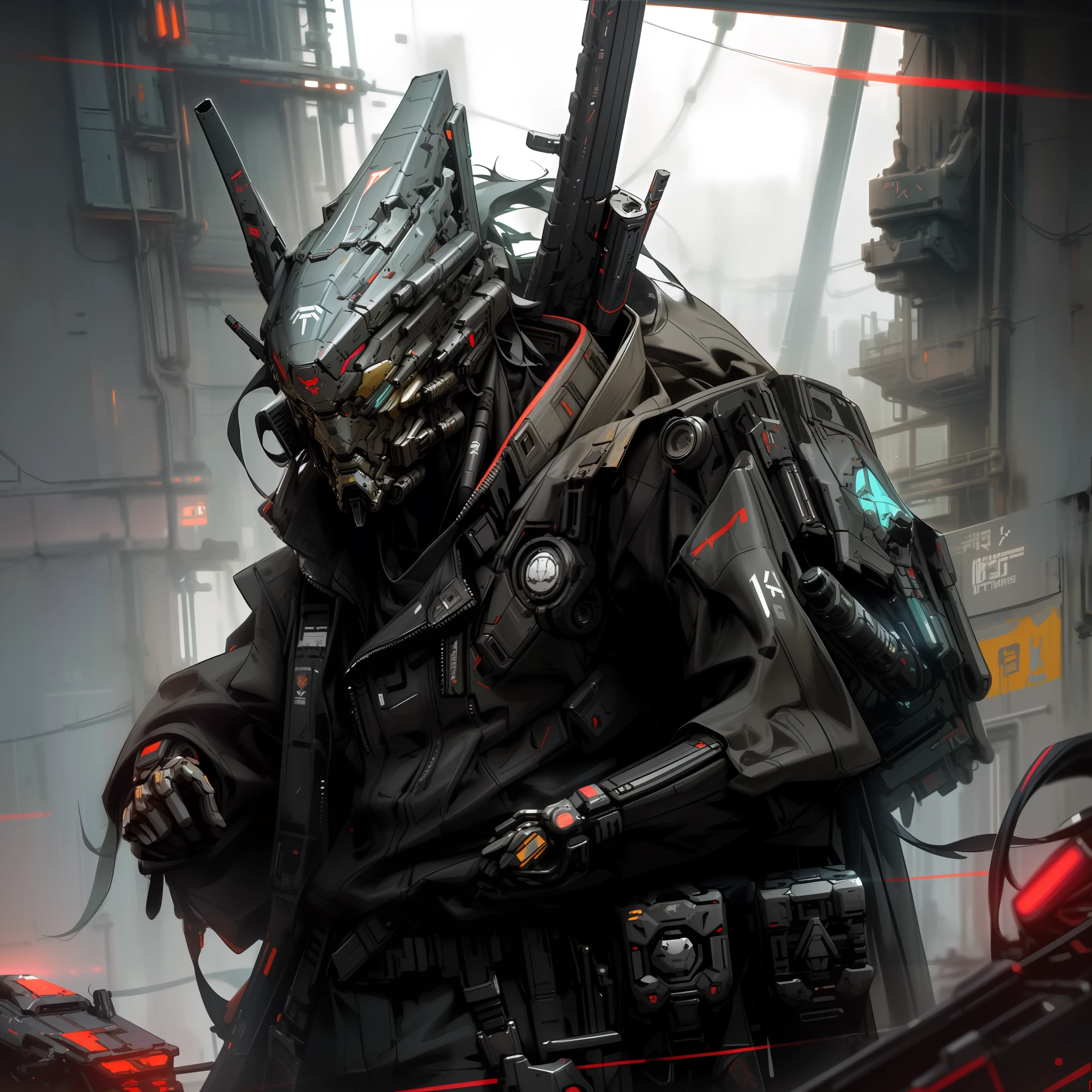 there is a man in a futuristic suit holding a gun, cyberpunk soldier, wojtek fus, cyberpunk samurai, futuristic soldier, advanced digital cyberpunk art, sci-fi soldier, cyberpunk knight, cyberpunk imperial military, cyberpunk gladiator, cyberpunk robot, craig mullins style, cgsociety cyberpunk, deep cyberpunk mechanoid, cyberpunk concept art, has cyberpunk style, portrait of a cyberpunk samurai
