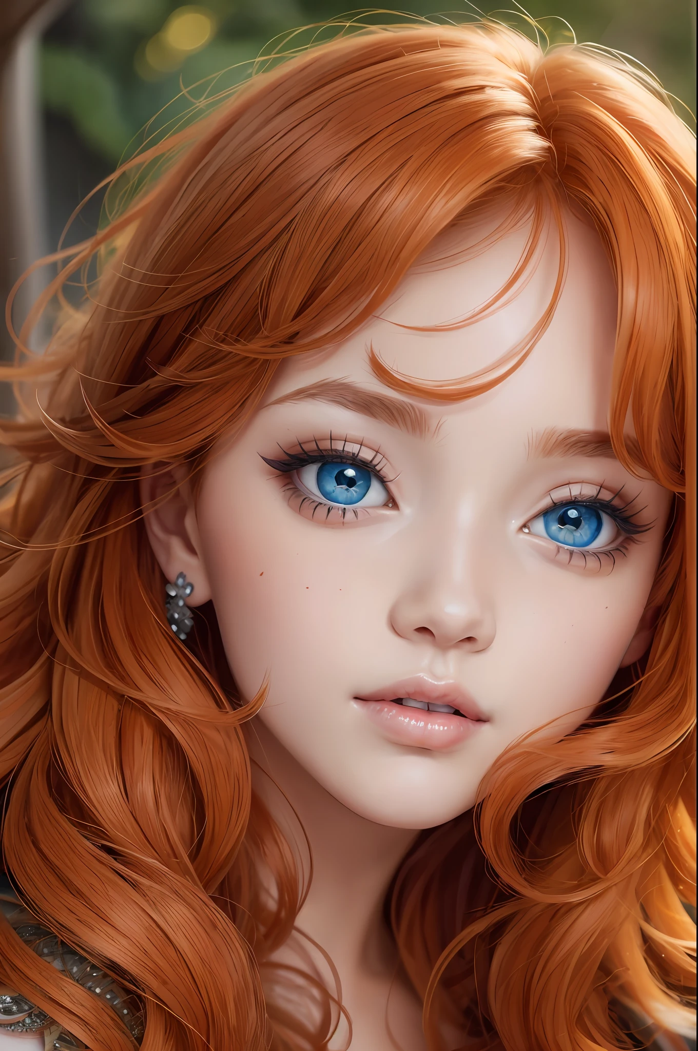 Absurd, ultra-detailed, high quality, detailed face, beautiful eyes(eyes detailed), orange curly hair, princess, bravery