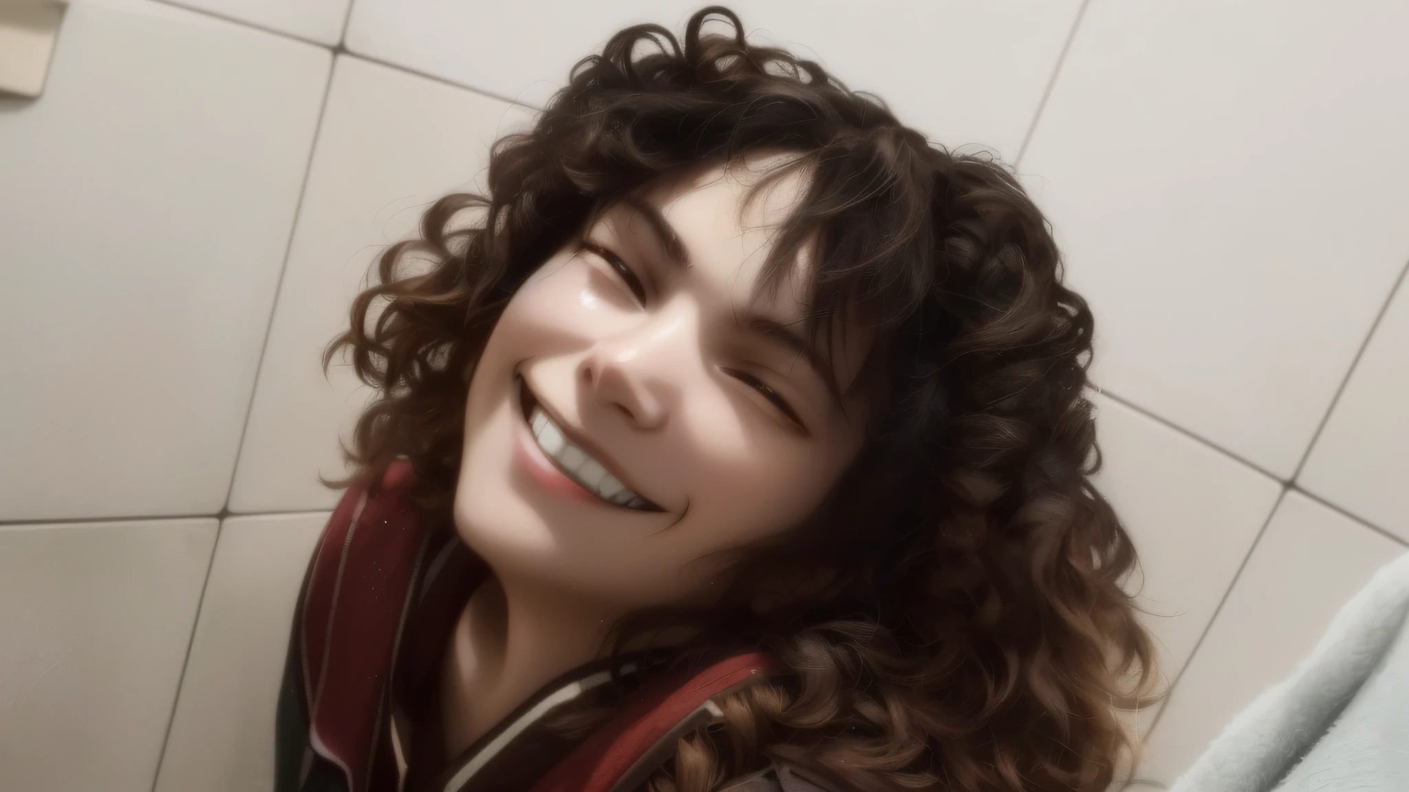 "(1girl, brown hair: 1.15, anime, cinematic lighting, cinematic detail, close-up, f/1.2, 16k, anatomically correct, textured skin: 1.1, vivid smile)"