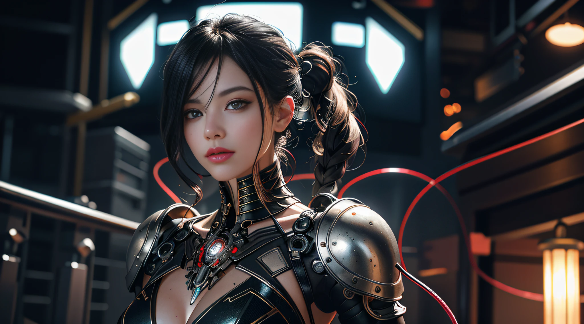 1 mechanical girl, (Full body: 1.2), (Perfect face), ((Super realistic detail)), Portrait, Global illumination, Shadows, octane rendering, 8k, Super sharp, metallic, complex, ornamental detailed, Cool color, (Egyptian detail: 1.5), Highly complex detail, realistic light, CGsociety trend, glowing eyes, facing camera, neon detail, mechanical limbs, blood vessels attached to tubes, mechanical vertebrae attached to the back, mechanical cervical vertebrae attached to the neck, wires and cables attached to the head. realistic, elegant, goddess, dynamic pose, pose, surrealism, high detail, supremacy, cinematic lighting, ray tracing, shadow, uhd, retina, masterpiece, ccurate, anatomically correct, textured skin, super detail, high detail, high quality, high quality, award-winning, best quality, high resolution, 1080P, 16k, 8k, 4K, HD