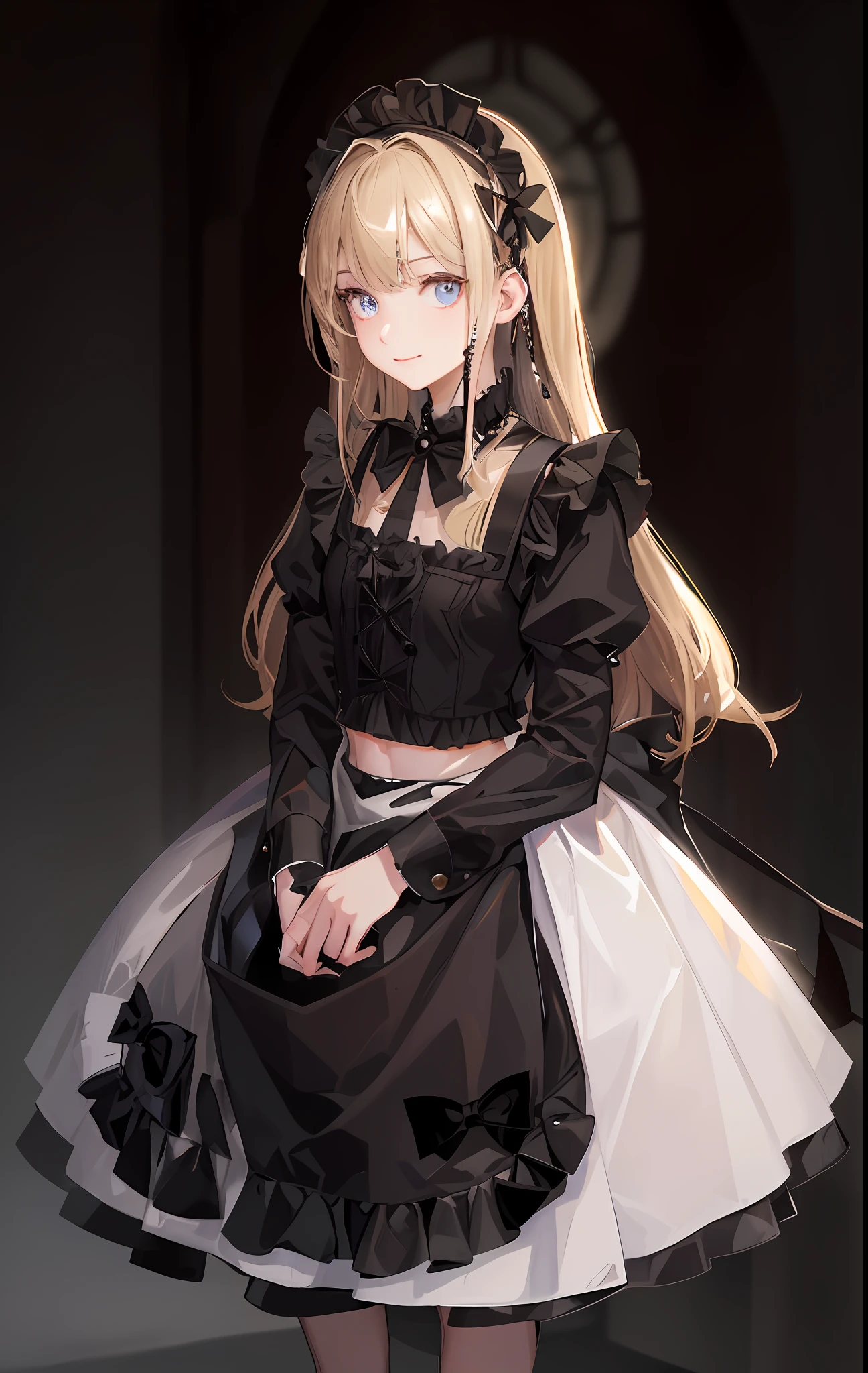(photorealistic:1.4), (masterpiece, sidelighting, finely detailed beautiful eyes: 1.2), masterpiece*portrait, realistic, 3d face, glowing eyes, shiny hair, lustrous skin, solo, embarassed, (midriff), black underwear, blonde hair,sexy