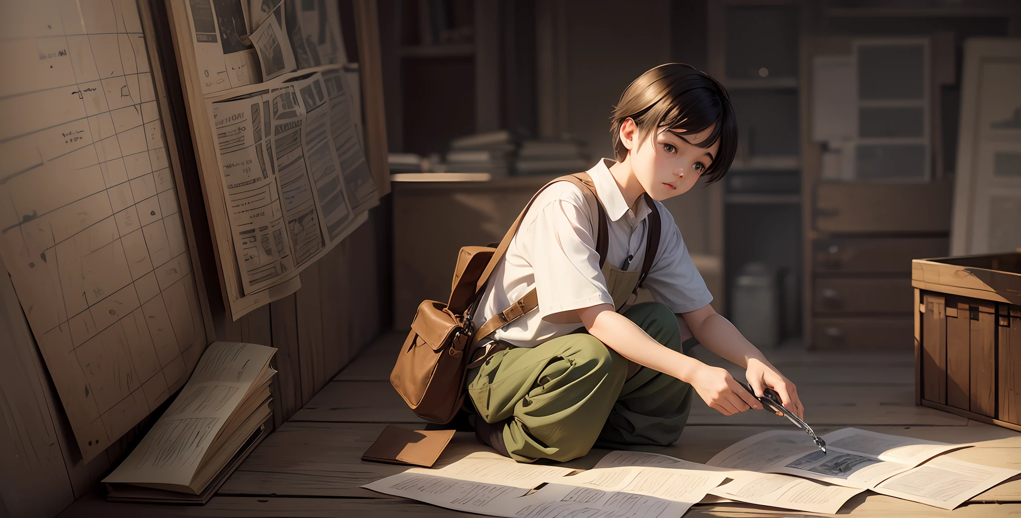 ((Best quality)), ((masterpiece)), (detailed: 1.4), 3D, Once upon a time there was a of 7 o, who loved to explore and discover new things. One day, while helping his grandmother tidy up the attic, he found an old, dusty chest. Curious, Leo opened the chest and found a mysterious map. With his eyes shining with emotion, he called out to his faithful companion, the puppy Biscuit, and showed the treasure hidden in the yellowed paper. Together, they decided to embark on an exciting journey to unlock the secret of the map., HDR (High Dynamic Range), Ray Tracing,NVIDIA RTX,Super resolution,Unreal 5,Subsurface scattering,PBR texture,Post-processing,Anisotropic filtering,Depth of field,Maximum clarity and sharpness,Multilayer textures,Albedo and specular maps,Surface shading,Accurate simulation of light-material interaction,Perfect proportions, Octane Render,Two-Tone Lighting,Wide Aperture,Low ISO,White Balance,Rule of Thirds,8K RAW --auto --s2