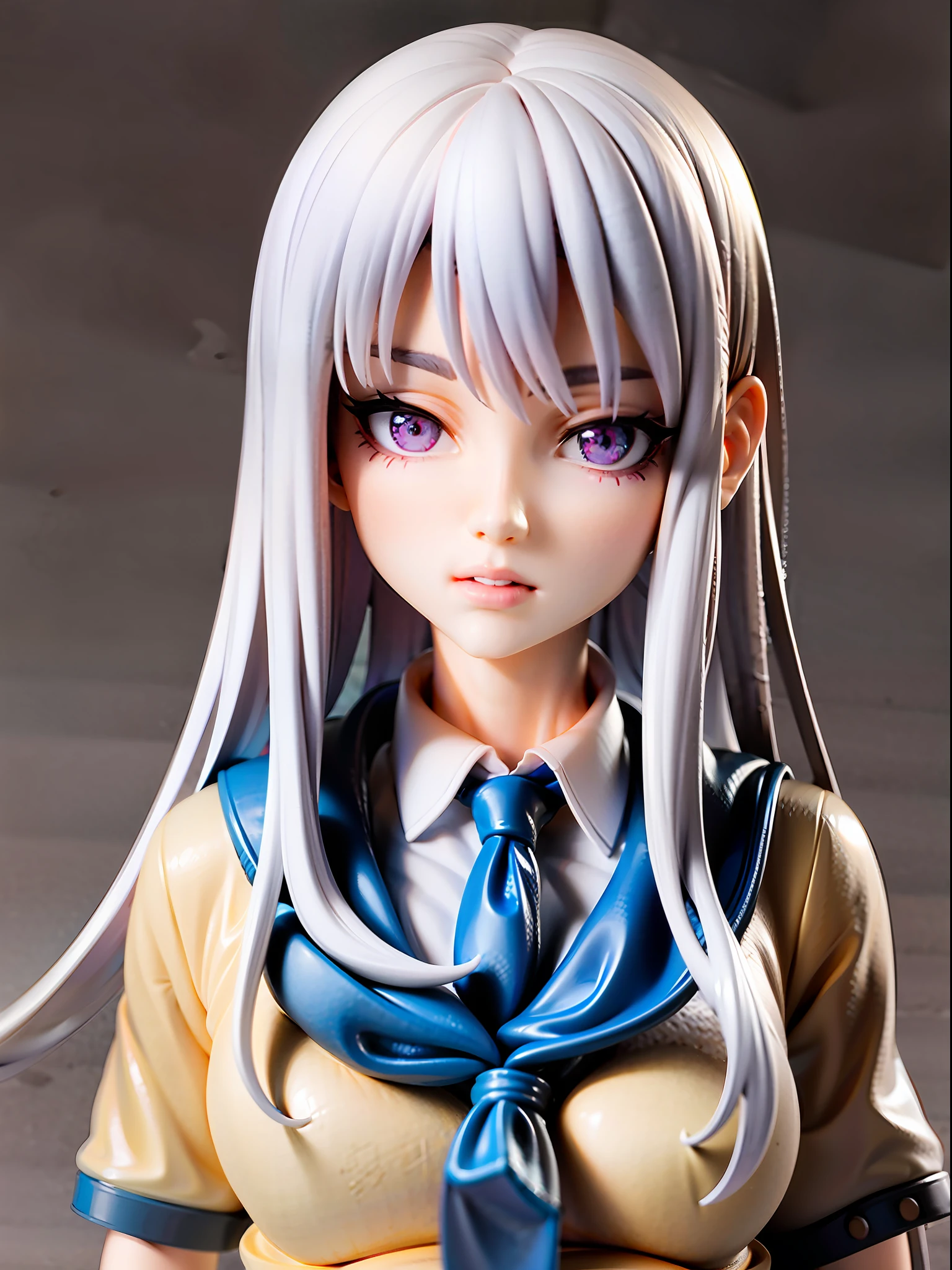 1girl,white hair, long hair, school uniform, beautiful eye, simple background, absurdres,