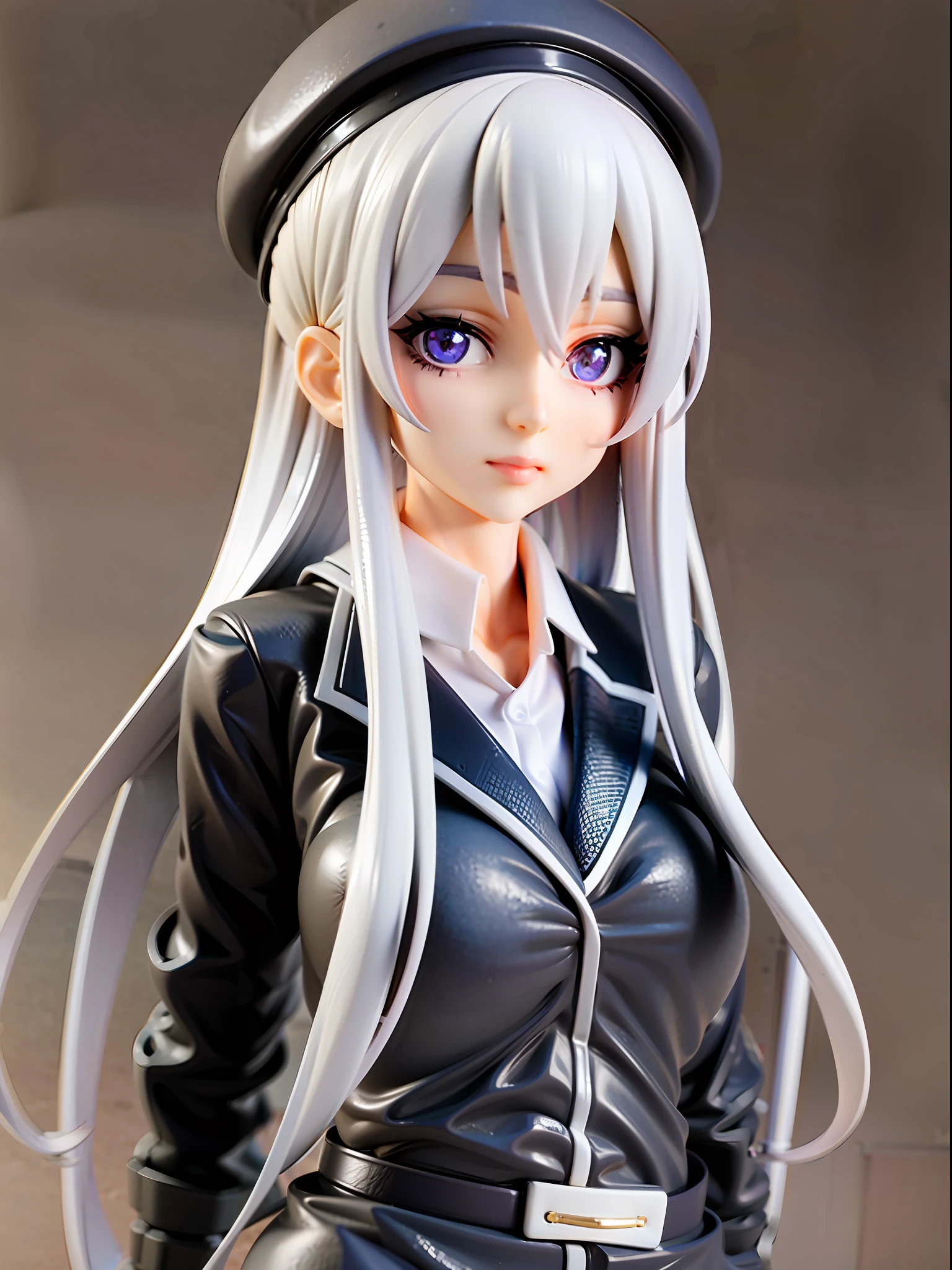1girl,white hair, long hair, school uniform, beautiful eye, simple background, absurdres,