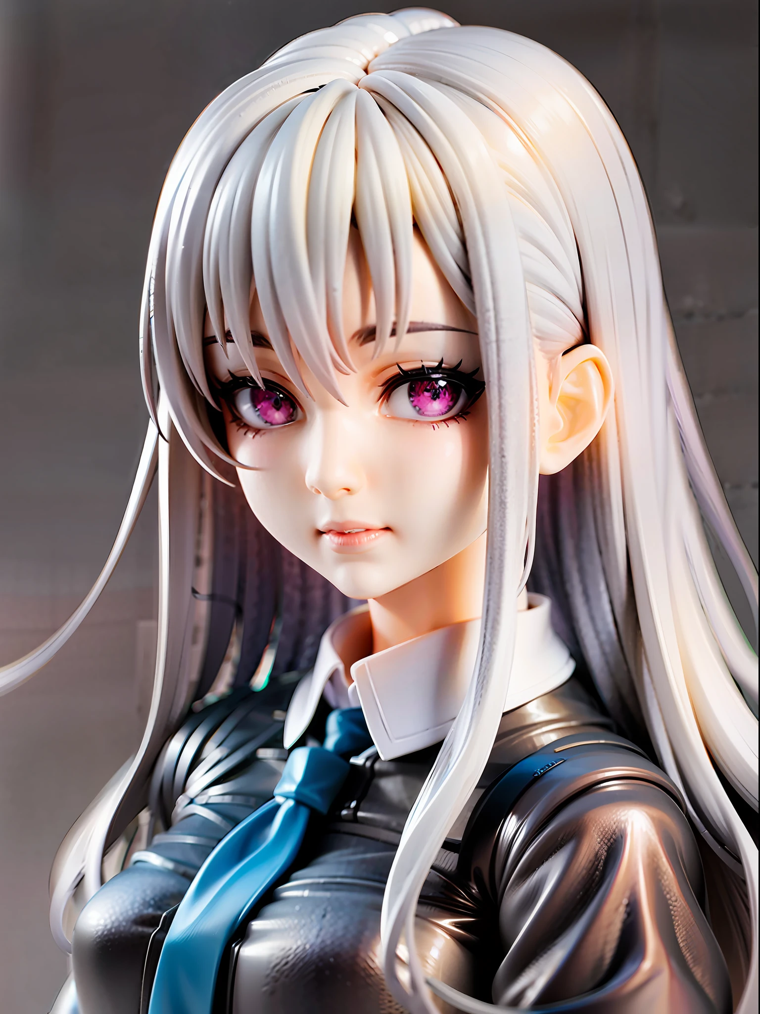 1girl,white hair, long hair, school uniform, beautiful eye, simple background, absurdres,