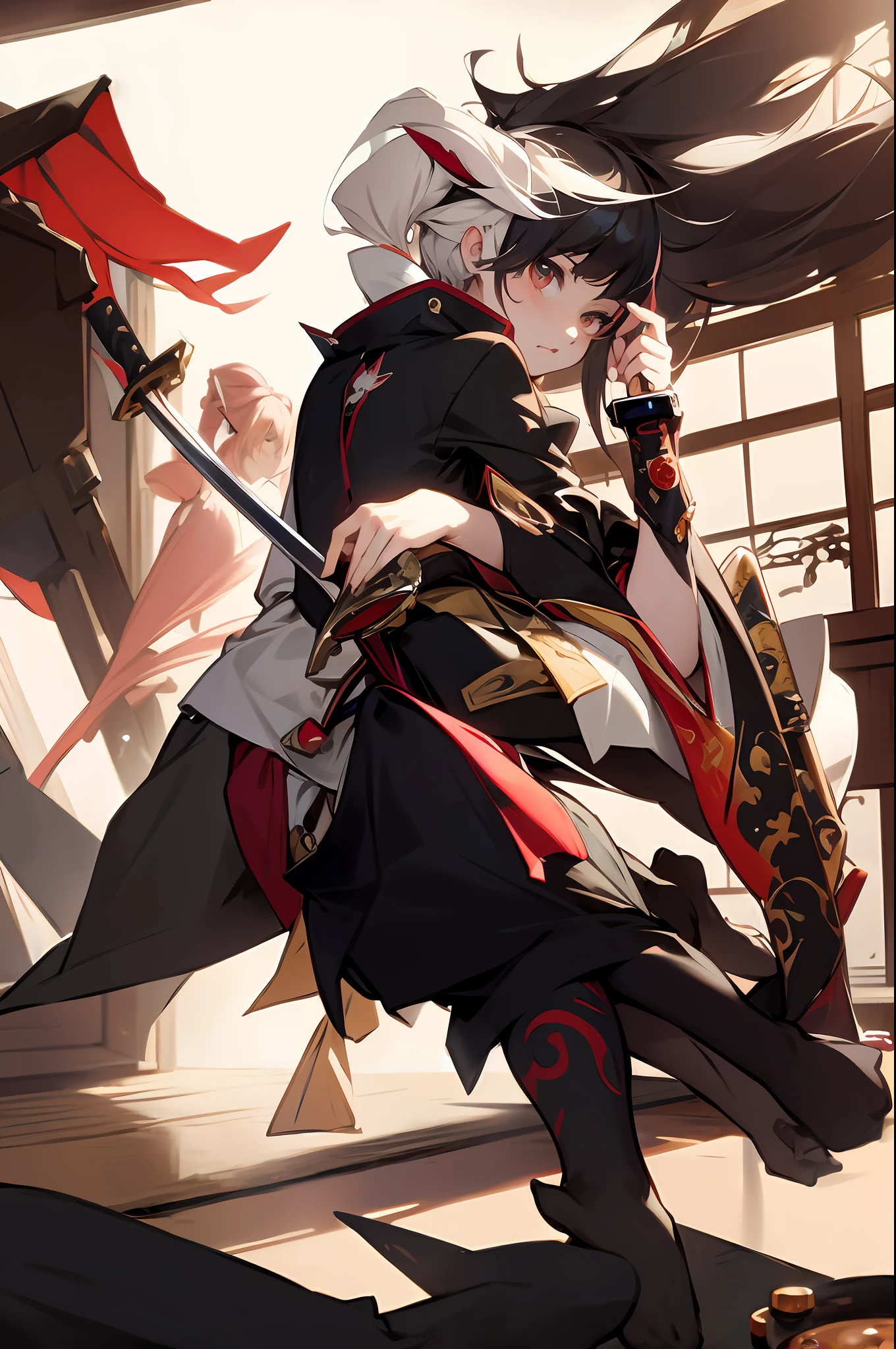 anime girl sitting on the floor with a sword and a bowl of food, best anime 4k konachan wallpaper, badass anime 8 k, anime style 4 k, guweiz on artstation pixiv, guweiz on pixiv artstation, artwork in the style of guweiz, guweiz, 4k anime wallpaper
