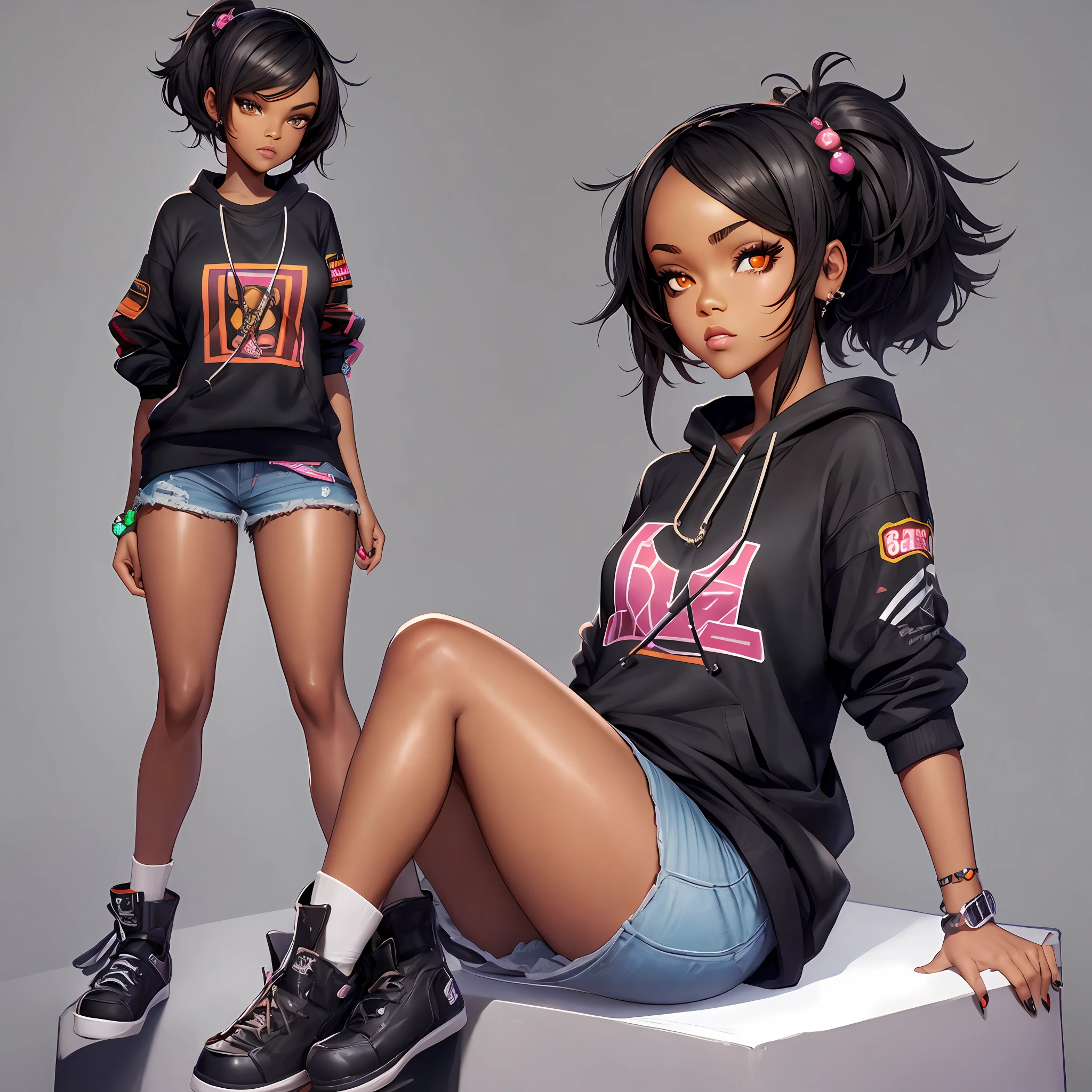 cbzbb, super cute black girl, casual clothes, rihanna face, ciborg legs, trending on artstation --auto --s2