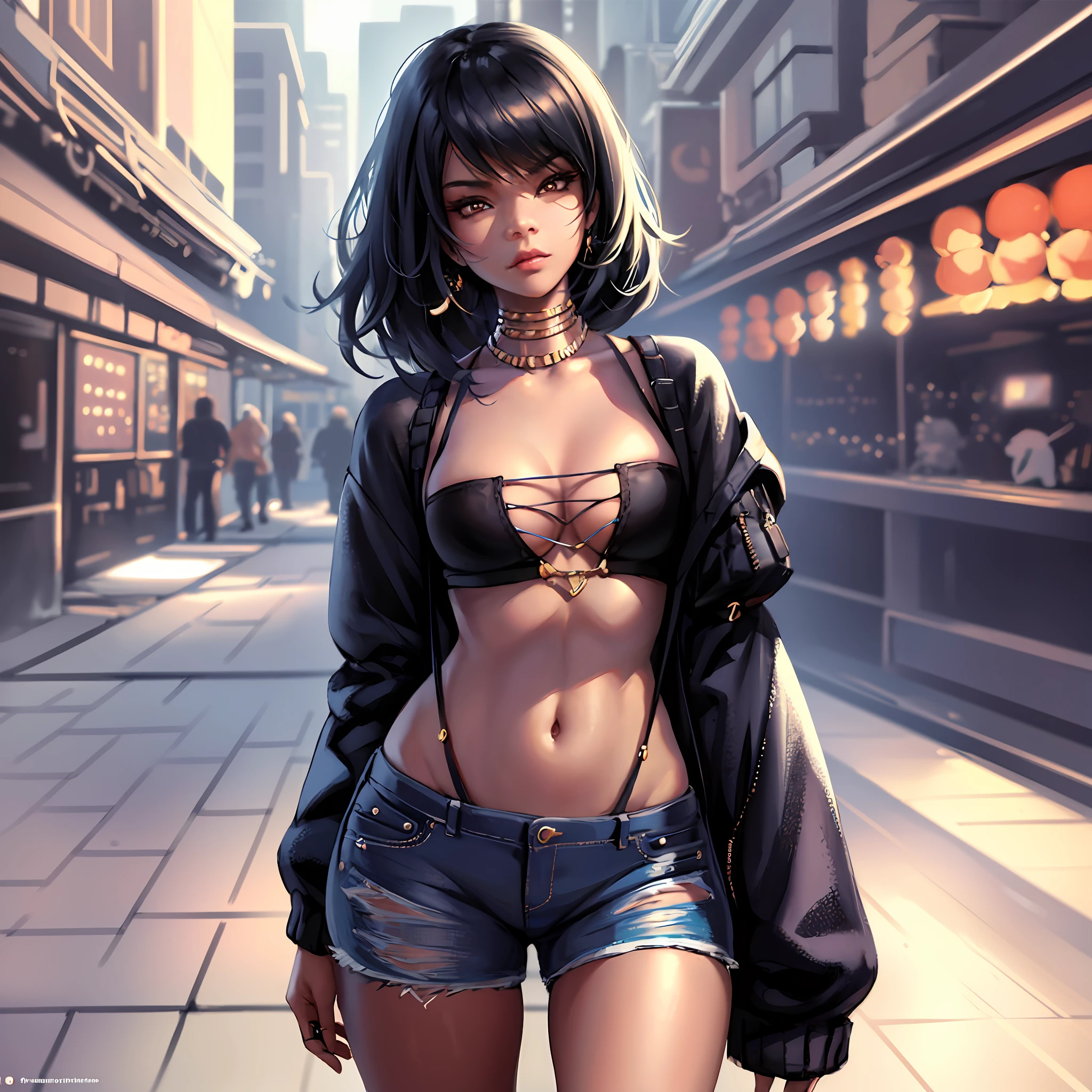 CBZBB, chibbi, super cute black girl, casual clothes, Rihanna's face, trend in artstation, full body, soft lighting, very detailed, detailed background, intricate details, sharp focus --auto --s2