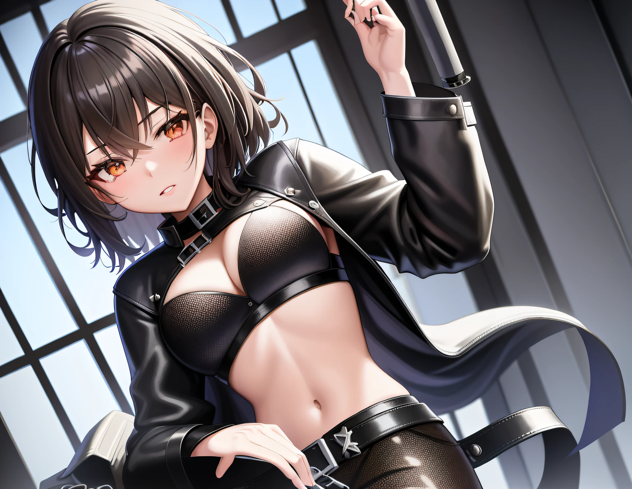 anime girl in black leather outfit posing with sword in hand, seductive anime girl, badass anime 8 k, anime moe artstyle, [ 4 k digital art ]!!, female protagonist 👀 :8, fine details. girls frontline, extremely detailed artgerm, smooth anime cg art, kantai collection style, trending on artstation pixiv, from girls frontline