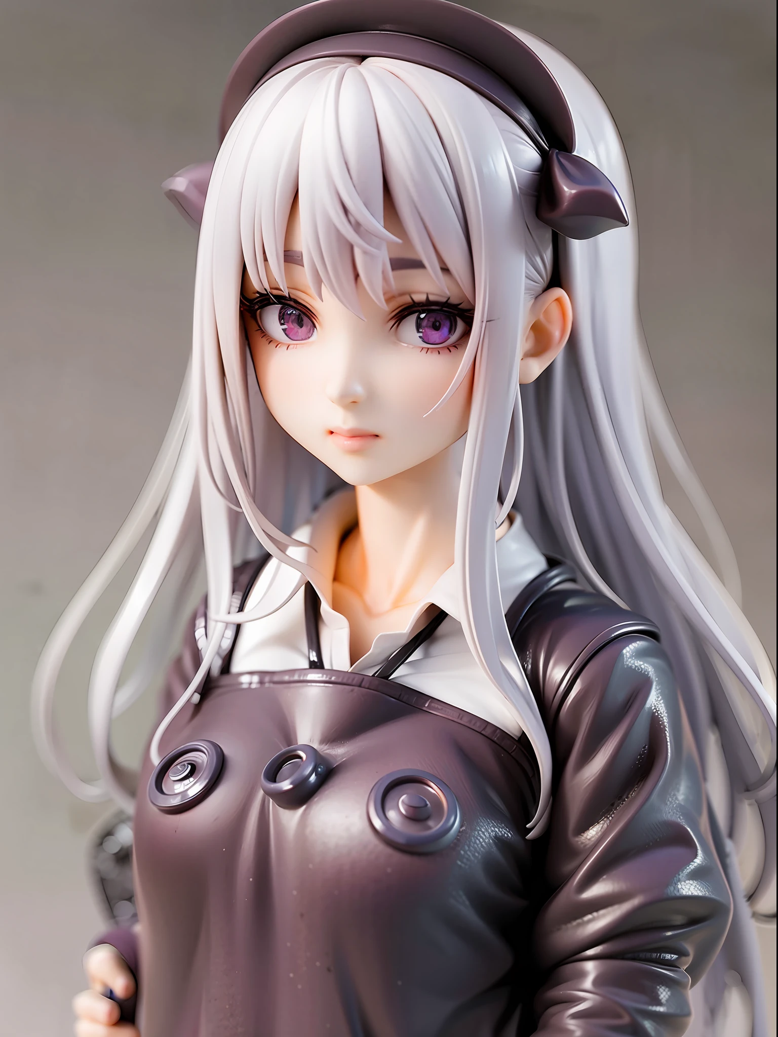 1girl,white hair, long hair, school uniform, beautiful eye, simple background, wakame