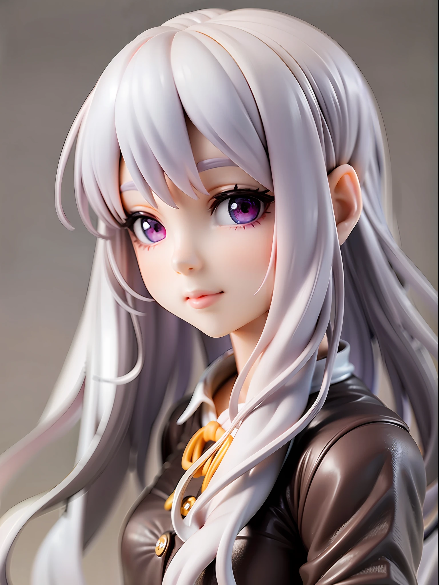 1girl,white hair, long hair, school uniform, beautiful eye, simple background, wakame