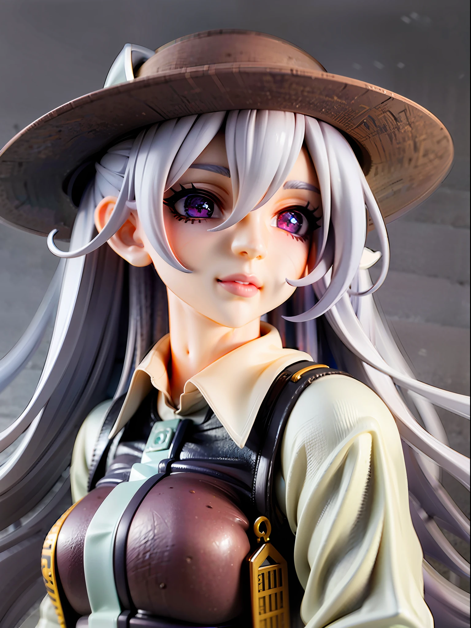 1girl,white hair, long hair, school uniform, beautiful eye, simple background, absurdres,