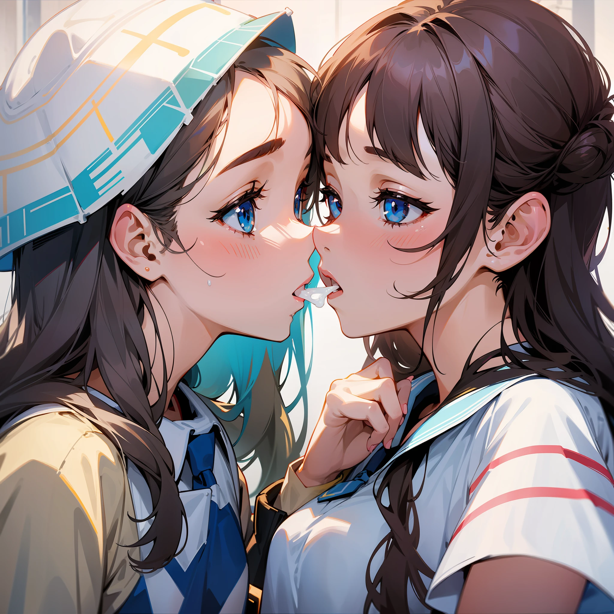 Girl exchanges milk to another girl through her mouth