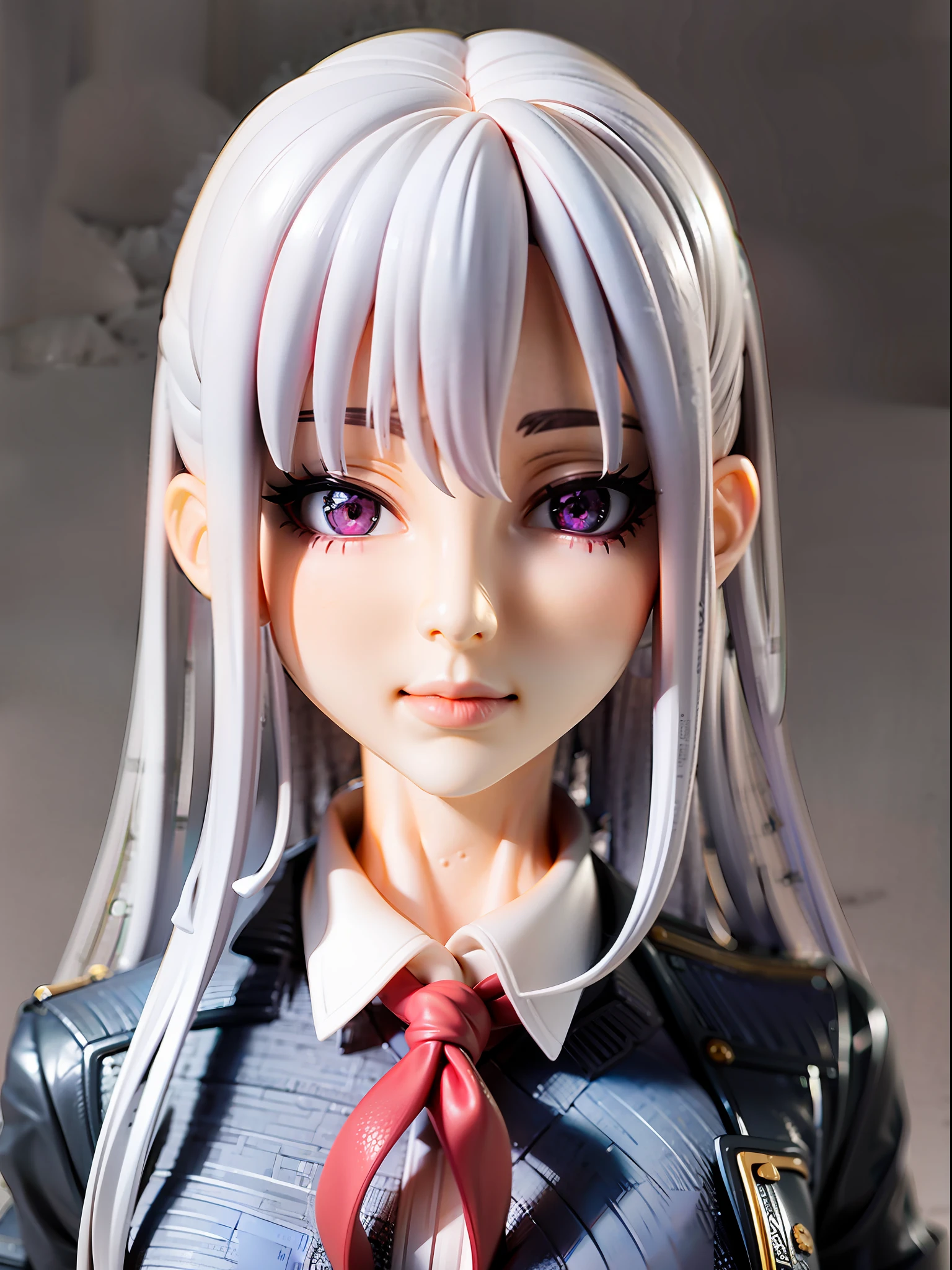 1girl,white hair, long hair, school uniform, beautiful eye, simple background, absurdres,