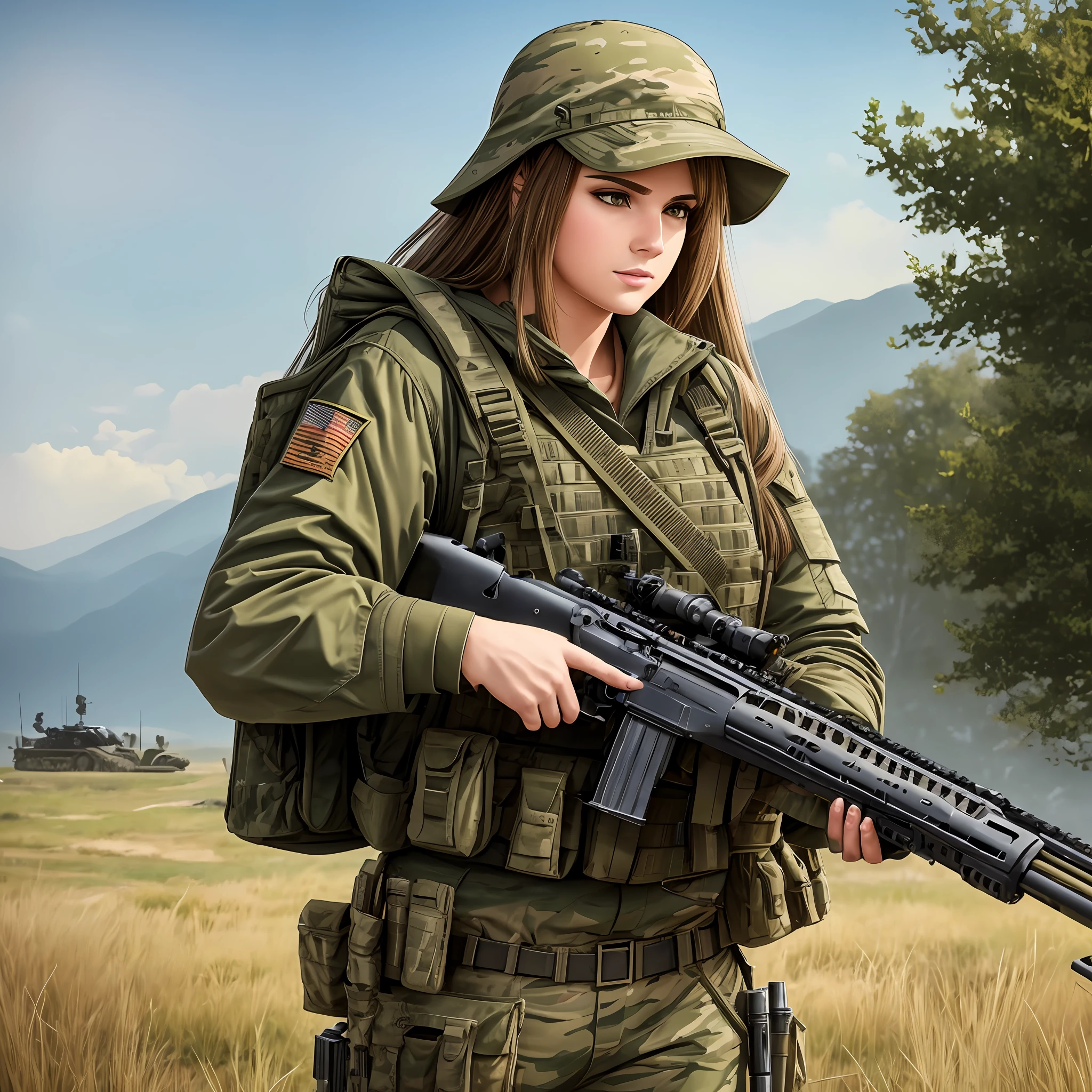 1gitl wielding an m16a2 rifle --auto --s2