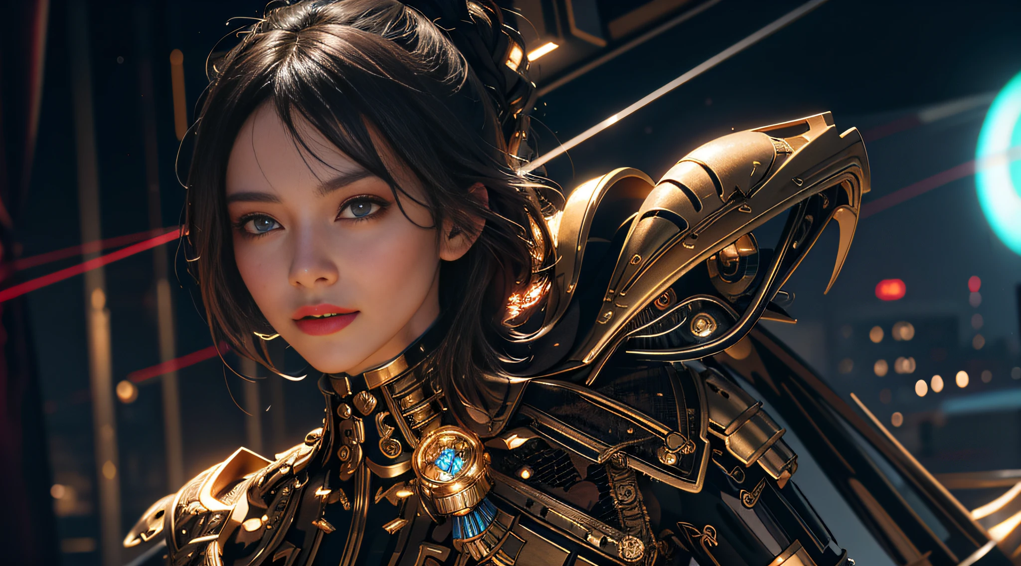 A mechanical girl, (dynamic pose: 1.2), ( Pose: 1.2), (Full body: 1.3), Attack, Guild War, (Mechanical Cloak 1.2), (Mechanical Tights 1.2), (Perfect Face), ((Super Realistic Detail)), Portrait, Global Illumination, Shadow, Octane Rendering, 8K, Super Sharp, Metallic, Complex, Decorative Detail, Cool Color, (Egyptian Detail: 1.5), Highly Intricate Detail, Realistic Light, CGsociety Trend, Glow Eyes, Facing the Camera, Neon Detail, Mechanical Limbs, Blood Vessels Attached to Tubes, Mechanical Vertebrae Attached to the Back, Mechanical Cervical Vertebrae Attached to the Neck, Wires and Cables Attached to the Head. realistic, elegant, goddess, surrealism, high detail, supremacy, cinematic lighting, ray tracing, shadow, uhd, retina, masterpiece, ccurate, anatomically correct, textured skin, super detail, high detail, high quality, high quality, award-winning, best quality, high resolution, 1080P, 16k, 8k, 4K, HD