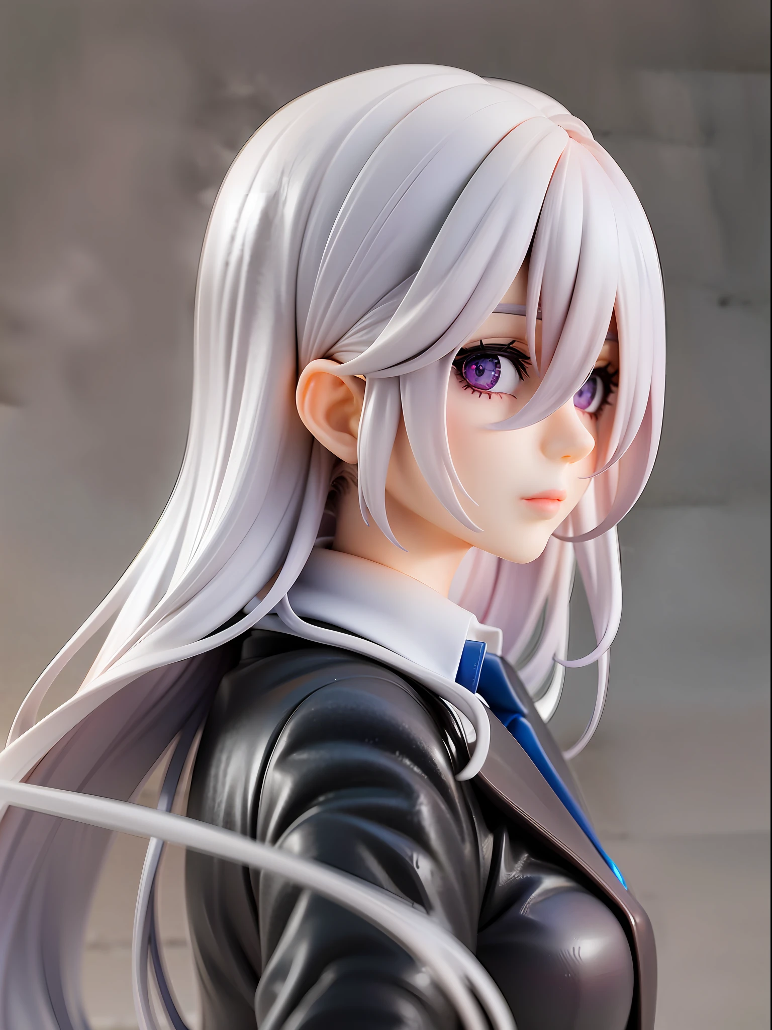 1girl,white hair, long hair, school uniform, beautiful eye, simple background, absurdres,