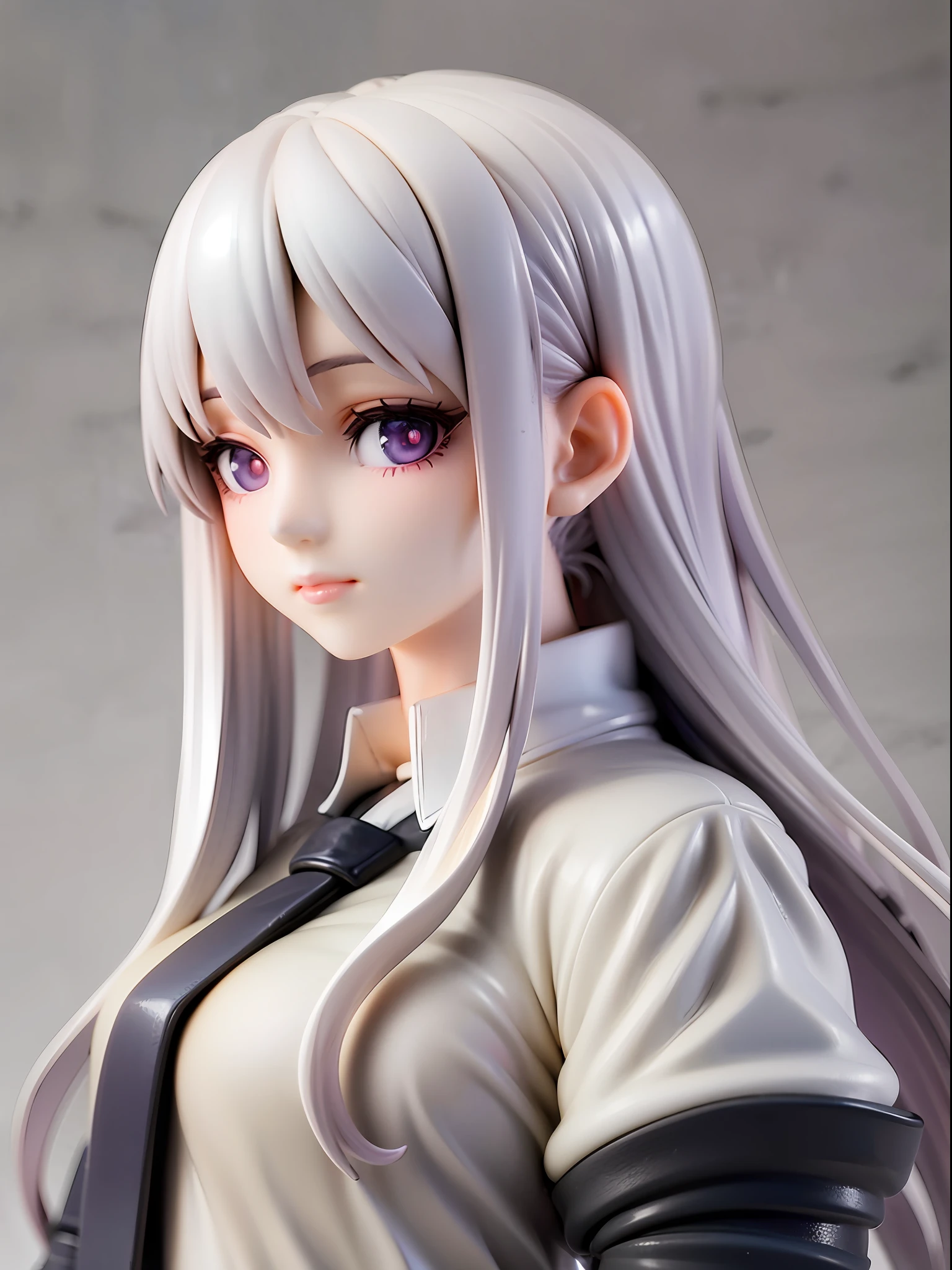 1girl,white hair, long hair, school uniform, beautiful eye, simple background,