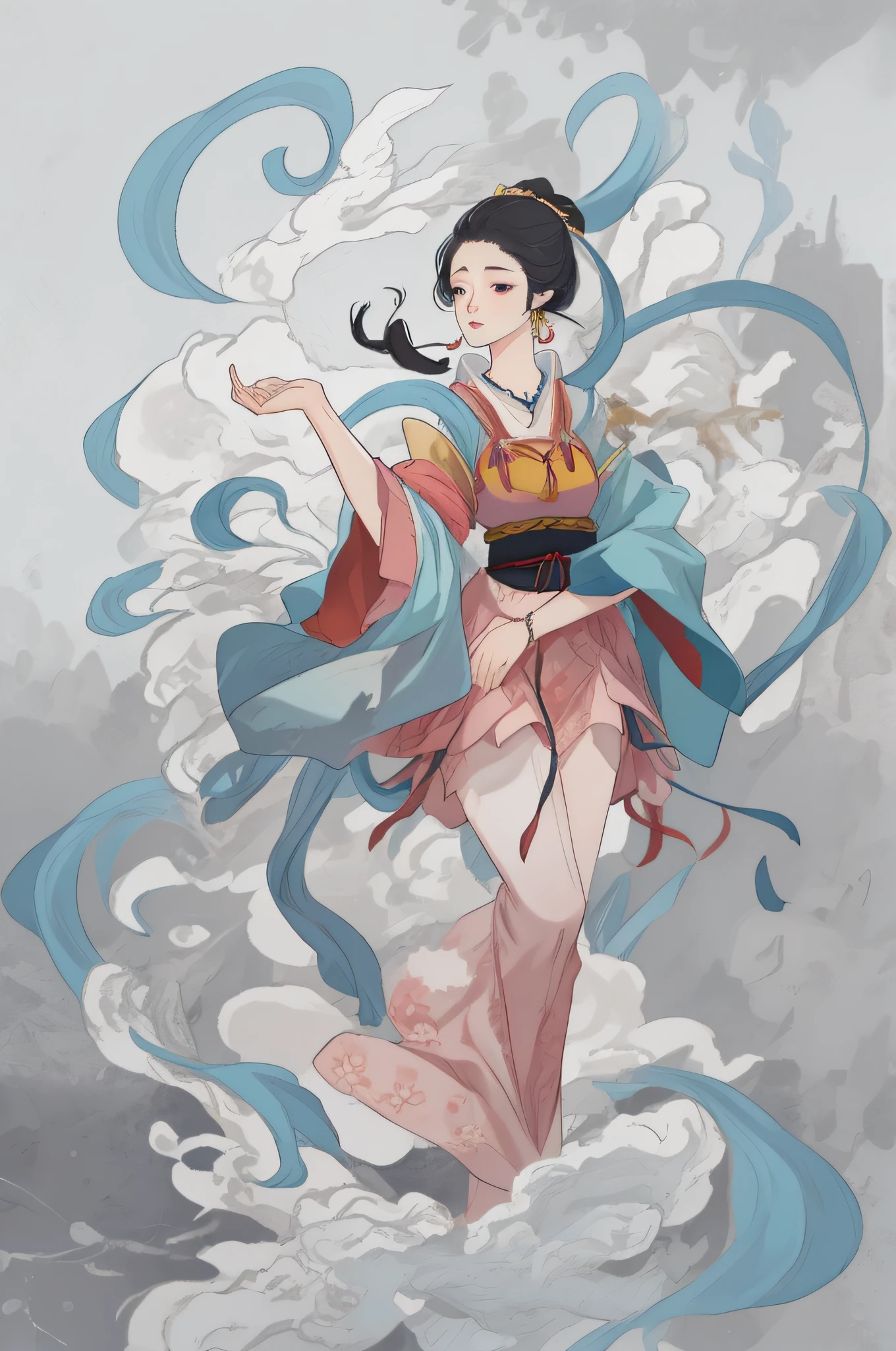 A beautiful girl in ancient China, cool temperament, long white dress, huge orchid, standing under a tree, sunlight, clear face, masterpiece, super detailed, epic composition, high quality, highest quality, 4k --v 6