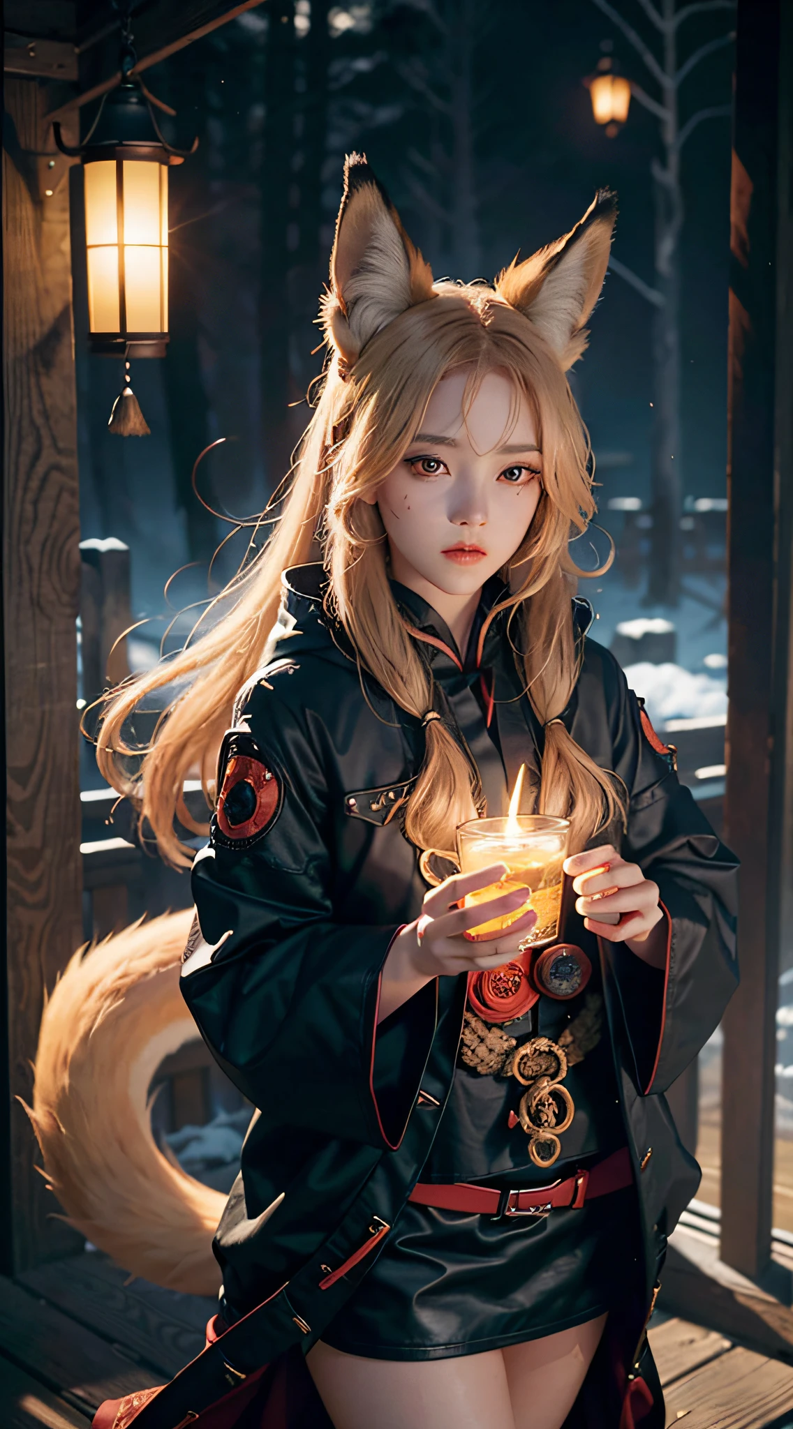 1girl,solo,
official art, unity 8k wallpaper, ultra detailed, beautiful and aesthetic, beautiful, masterpiece, best quality,
Kitsune witch, fox mask, haori jacket, foxfire spell, fox familiar, transformation,depth of field,