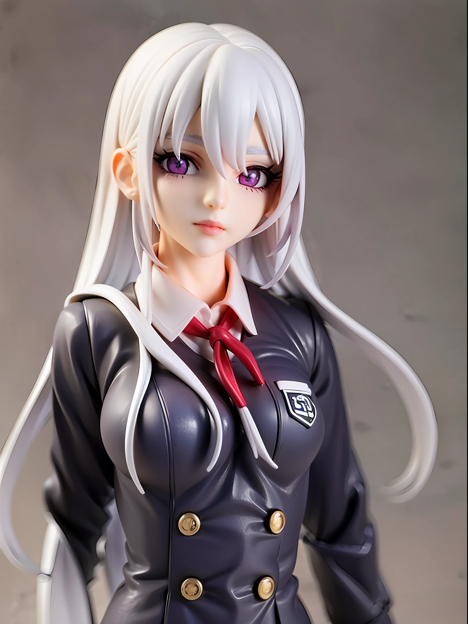 1girl,white hair, long hair, school uniform, beautiful eye, simple background,