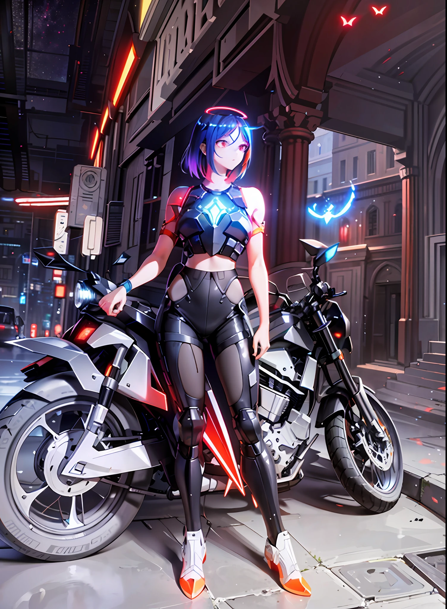 Masterpiece, best quality, upper body,
Network helmet with red triangle LED light and halo, orange tech wings,
In (Bioluminescence: 1.35) Ocean, (Biofluorescence), (Vivid, Colorful, Colored,: 1.4), (Glow, Glow), (Vibrant, Colorful, Color: 1.4)
(beautiful composition, coherence: 1.3), perfect composition, perfect lighting, cinematic lighting, intricate, (symmetry: 0.65), whimsical,