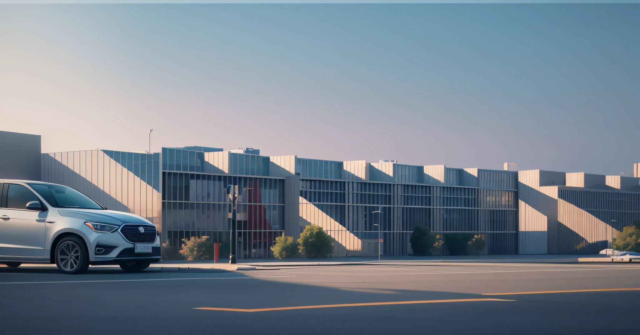 Building and parking , delicate, 8k