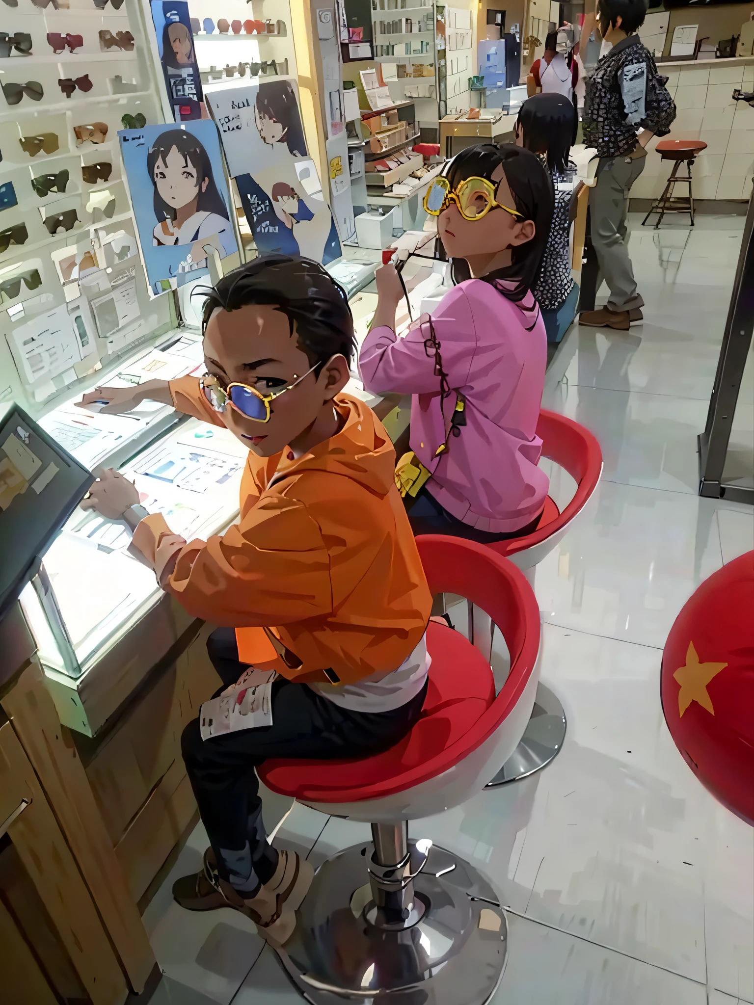 Anime, colored glasses