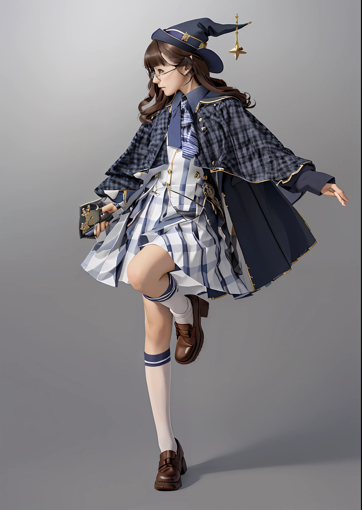 there is a woman in a skirt and hat posing for a picture, magical school student uniform, magic school uniform, loose coat collar sailor uniform, fantasy style clothing, magic uniform university, dressed with long fluent clothes, seifuku, japanese girl school uniform, style of magical girl, with cape, multilayered outfit, school uniform, astral witch clothes