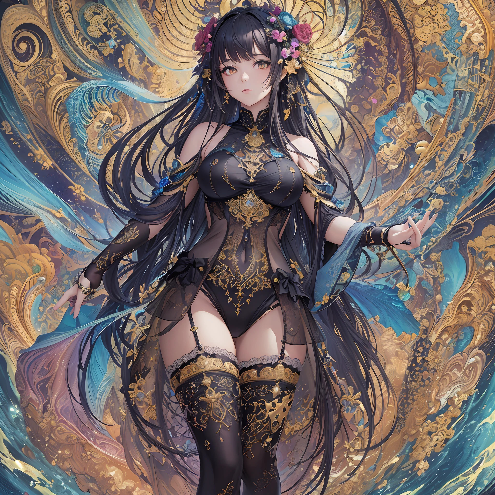 (masterpiece, top quality, best quality, official art, beautiful and aesthetic:1.2), (1girl:1.3), extreme detailed,(fractal art:1.3),colorful,highest detailed --auto --s2