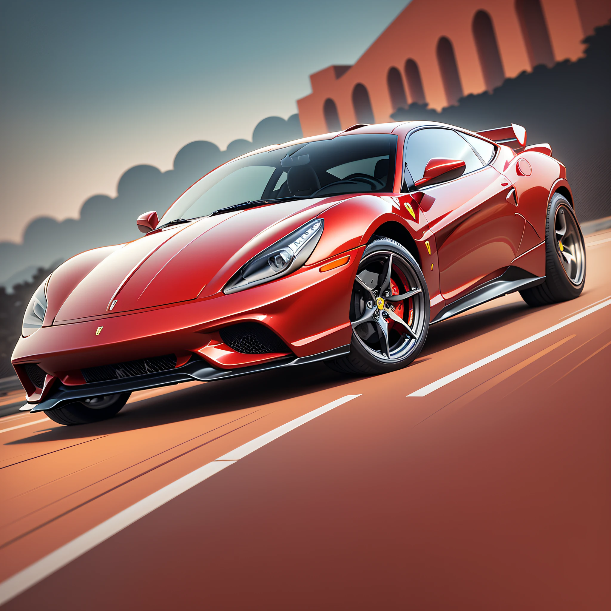 Red Ferrari, highly detailed illustration.", vehicle illustration, beetle, cartoon style illustration, cartoon style, HD illustration, ultra detailed illustration, vector illustration, highly detailed hyper real, highly detailed illustration, high detail illustration, retro illustration, highly detailed cartoon, artistic illustration, highly detailed vector art, a beautiful art illustration --auto --s2