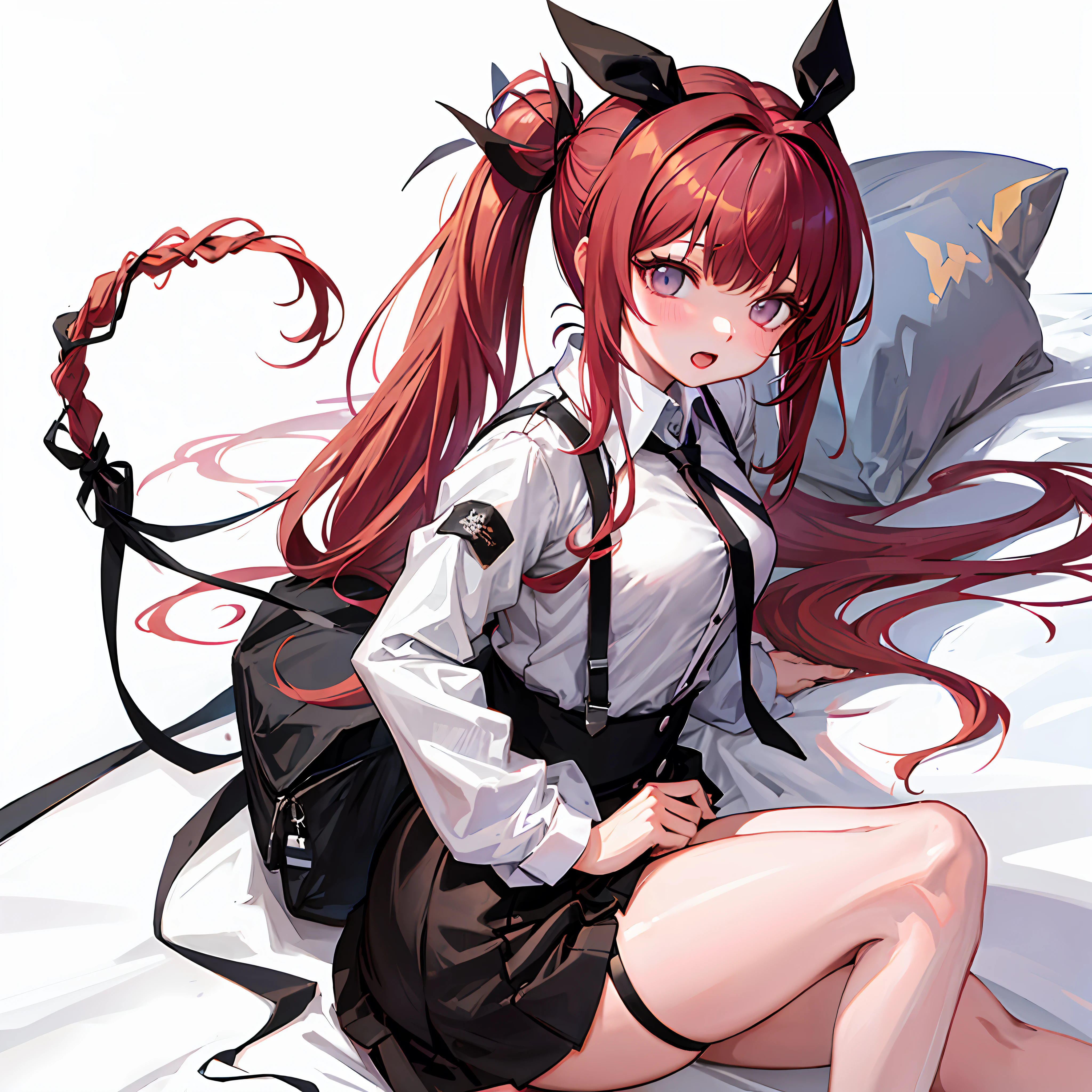 anime girl with red hair tied up and tied up with a pair of scissors, gapmoe yandere, akane owari danganronpa, sayori, hana yata, female protagonist 👀 :8, rin, yandere, yayoi kasuma, anime moe artstyle, makoto, makoto shinka, ryuko matoi