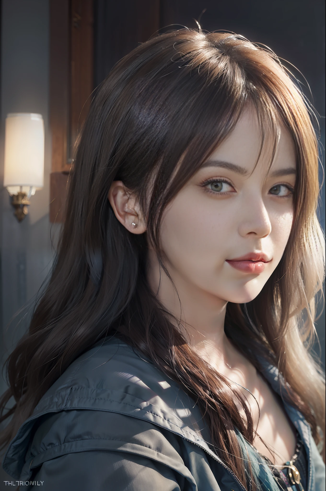 Hyperrealist portrait of female by david hockney and alphonse mucha,fantasy art, photo realistic, dynamic lighting, artstation, poster, volumetric lighting, very detailed faces, 4 k, award winning,, 1girl, in the dark, deep shadow, low key,cowboy shot,(official clothing:1.4) ,long hair,white hair,