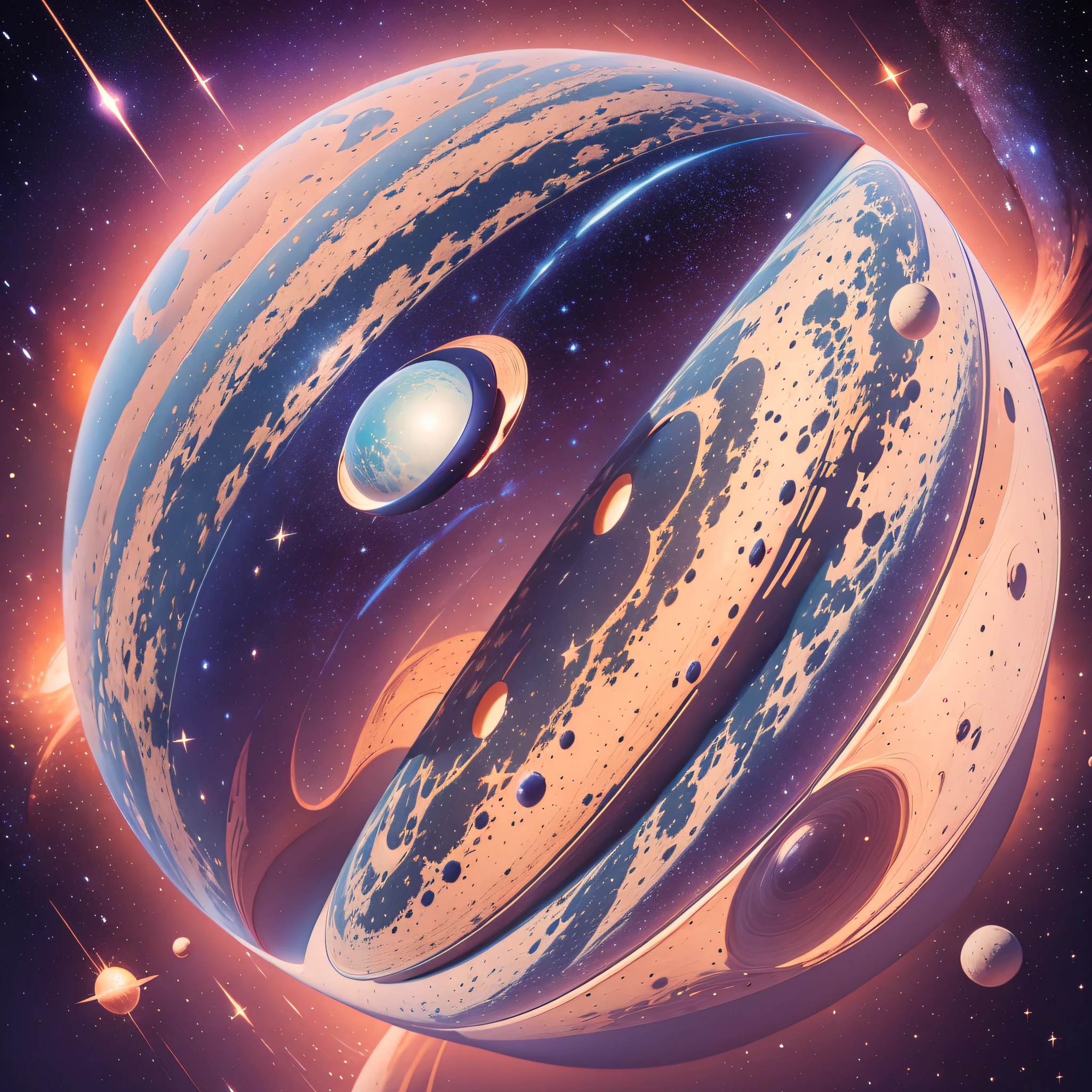 Artist's representation of Planet X highlighted, with mysterious and intriguing colors. It can show the planet partially hidden in the shadows, conveying a sense of mystery and curiosity. Add glittering stars to the background to create a space atmosphere. --auto --s2