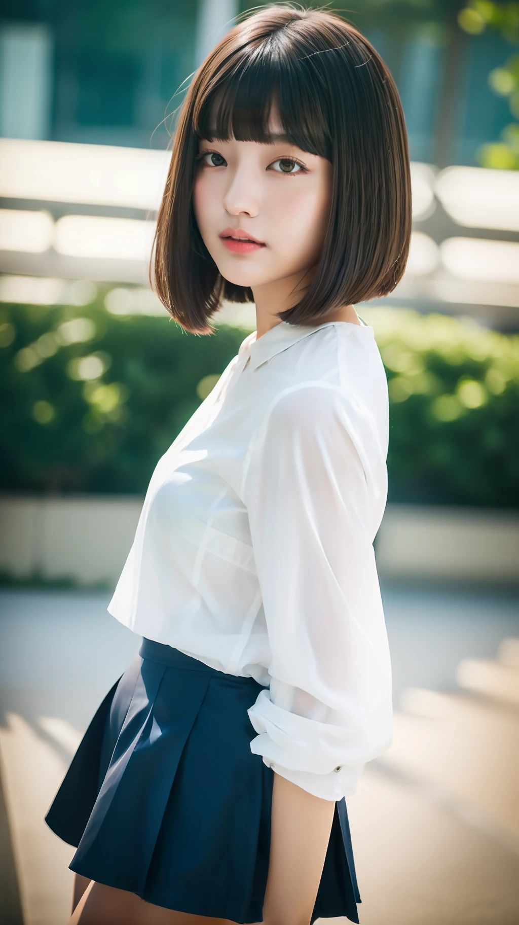 High school girl in a bob cut with a sense of speed