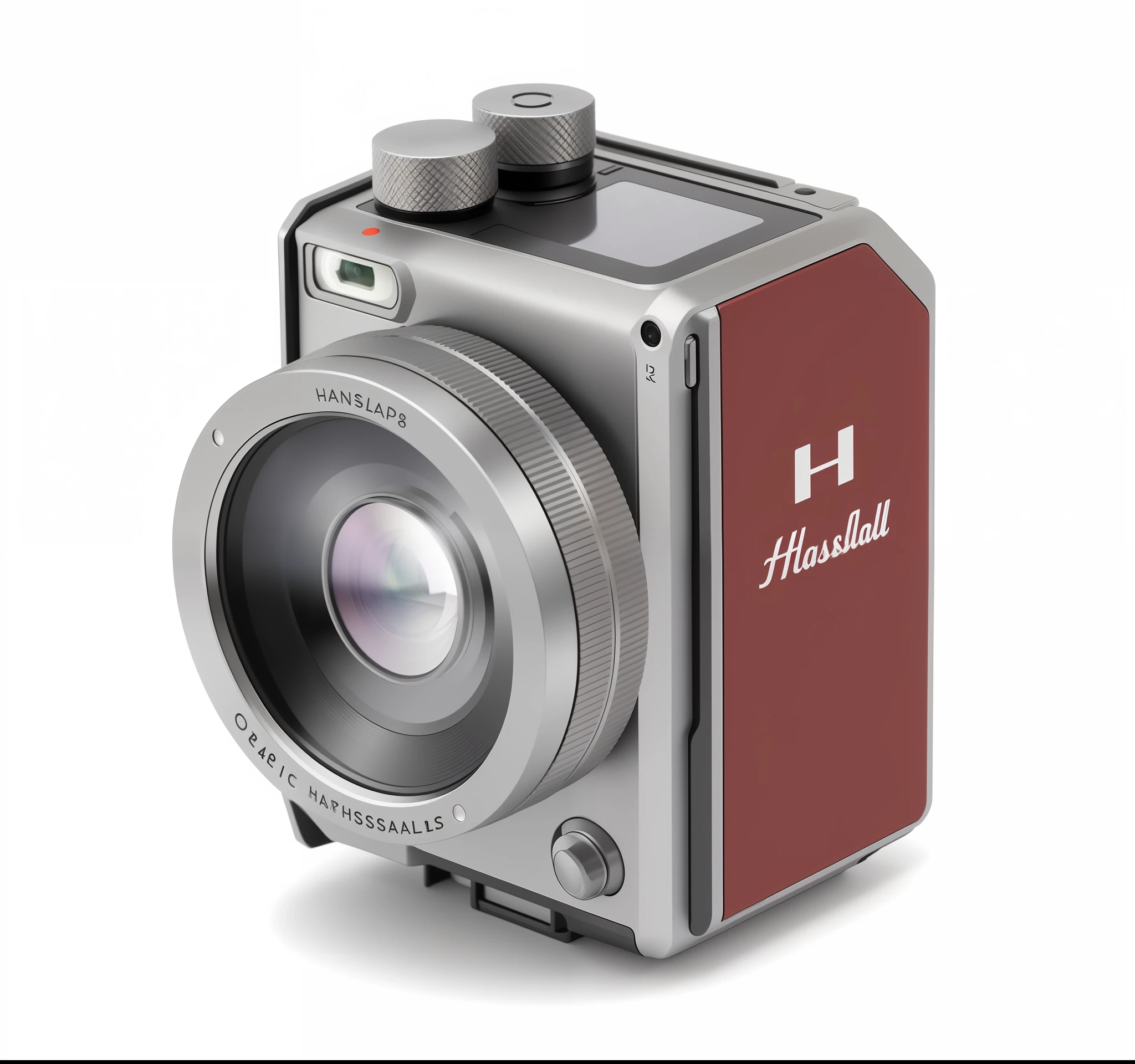 There is a small camera with lens, Hasselblad, photorealistic - H 6 4 0,