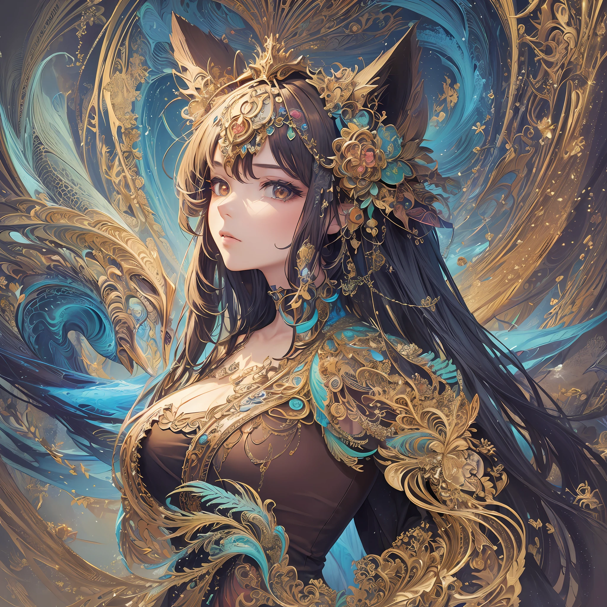 (masterpiece, top quality, best quality, official art, beautiful and aesthetic:1.2), (1girl:1.3), extreme detailed,(fractal art:1.3),colorful,highest detailed --auto --s2