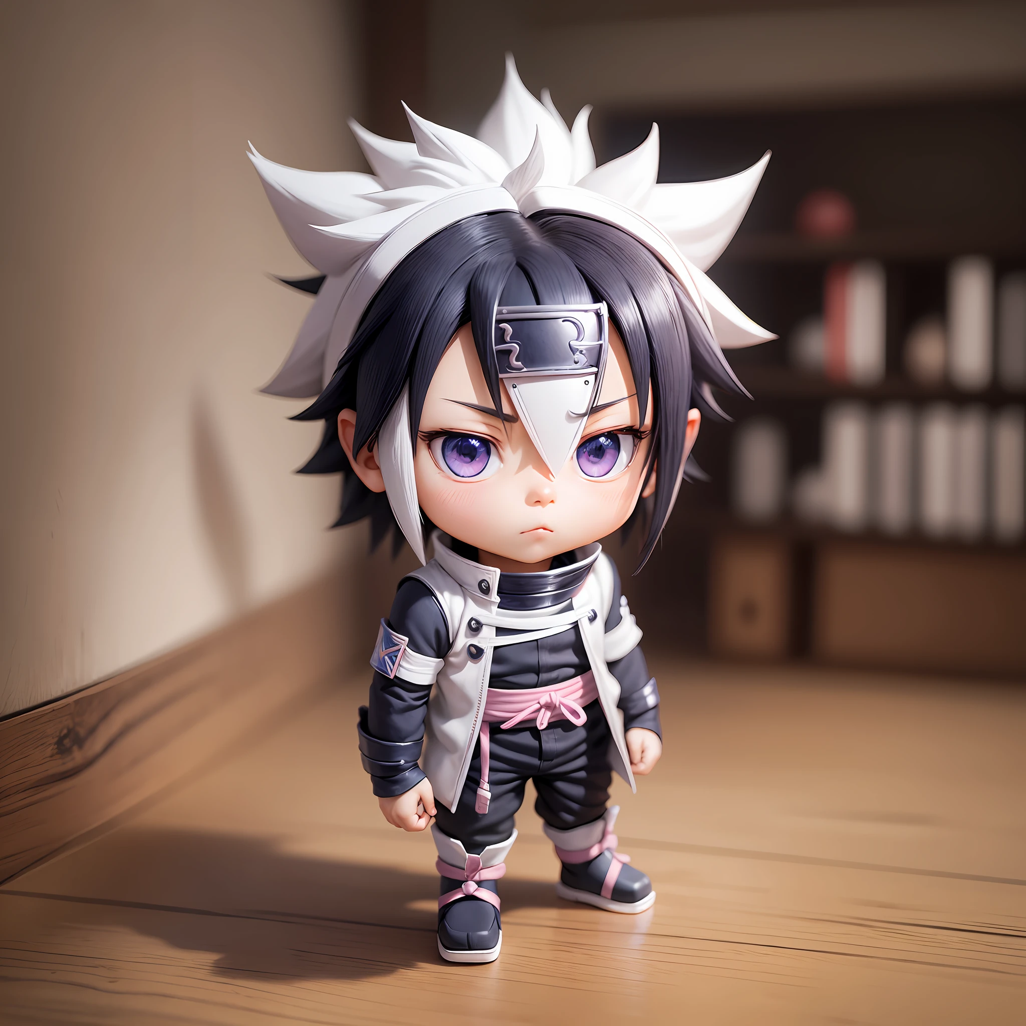 sasuke cute, 3d, small, full body, white background, --auto --s2