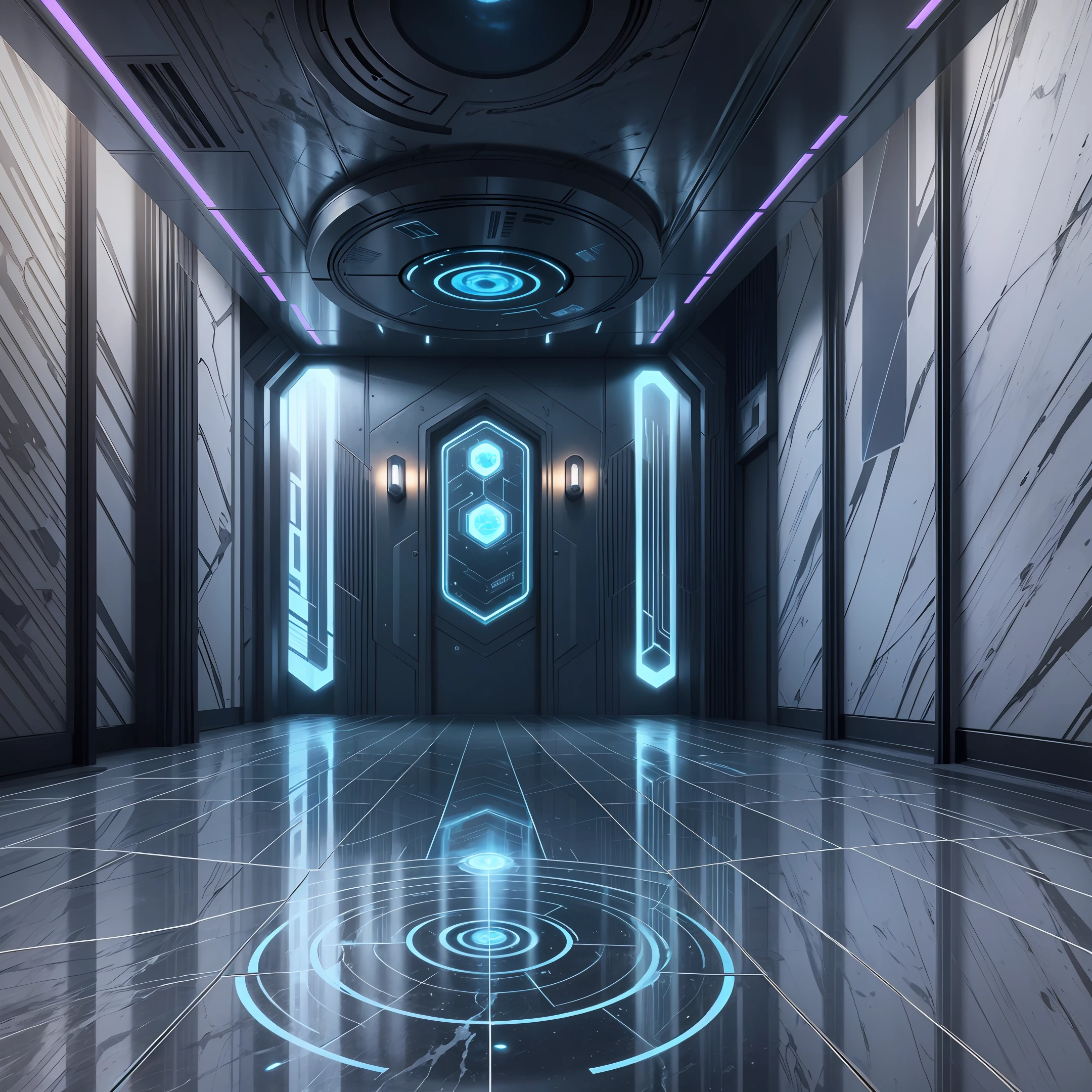 futuristic ground teleportation device, marble floor, alien hall, realist, 4k,  imagine, variation --auto --s2