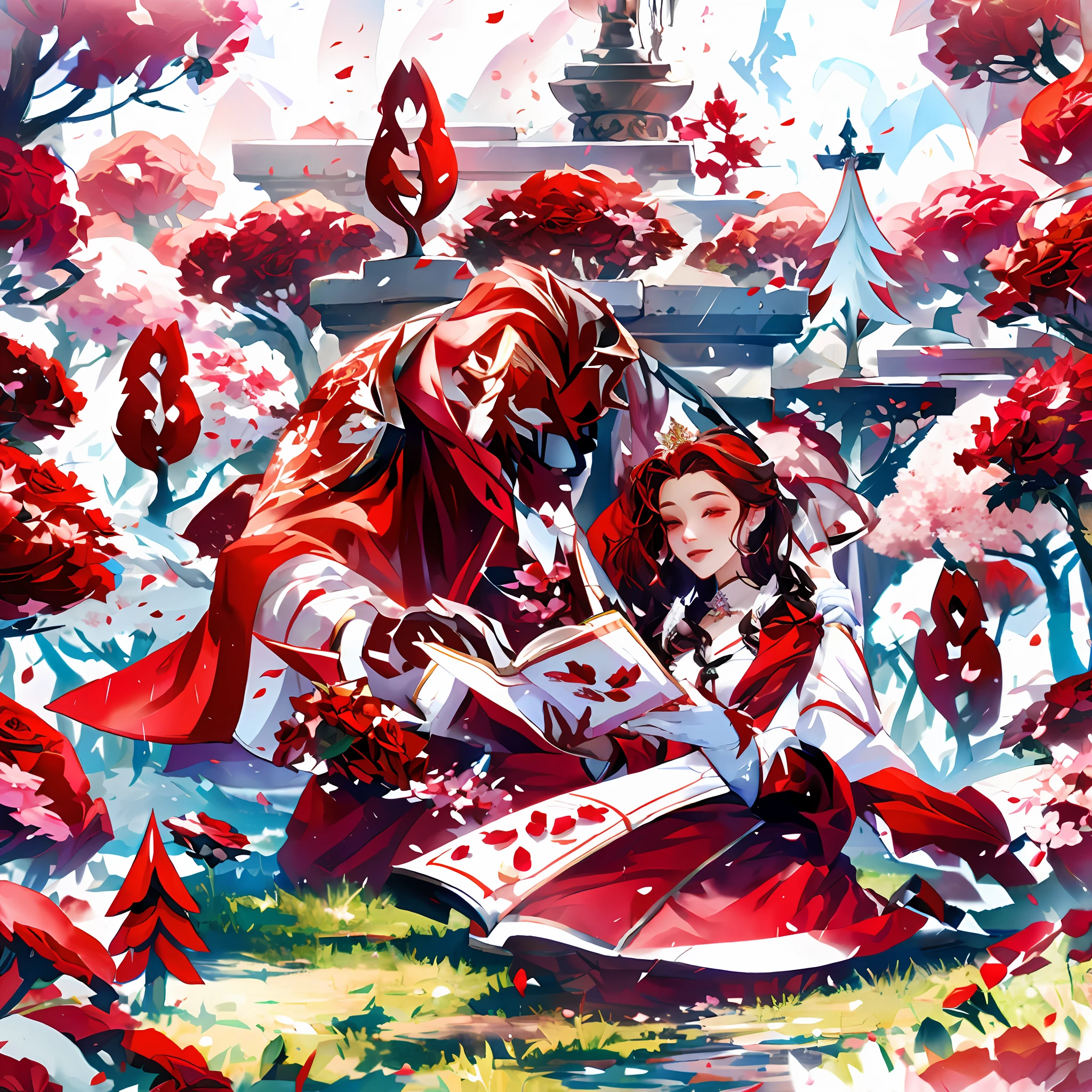 Raining petals of red roses