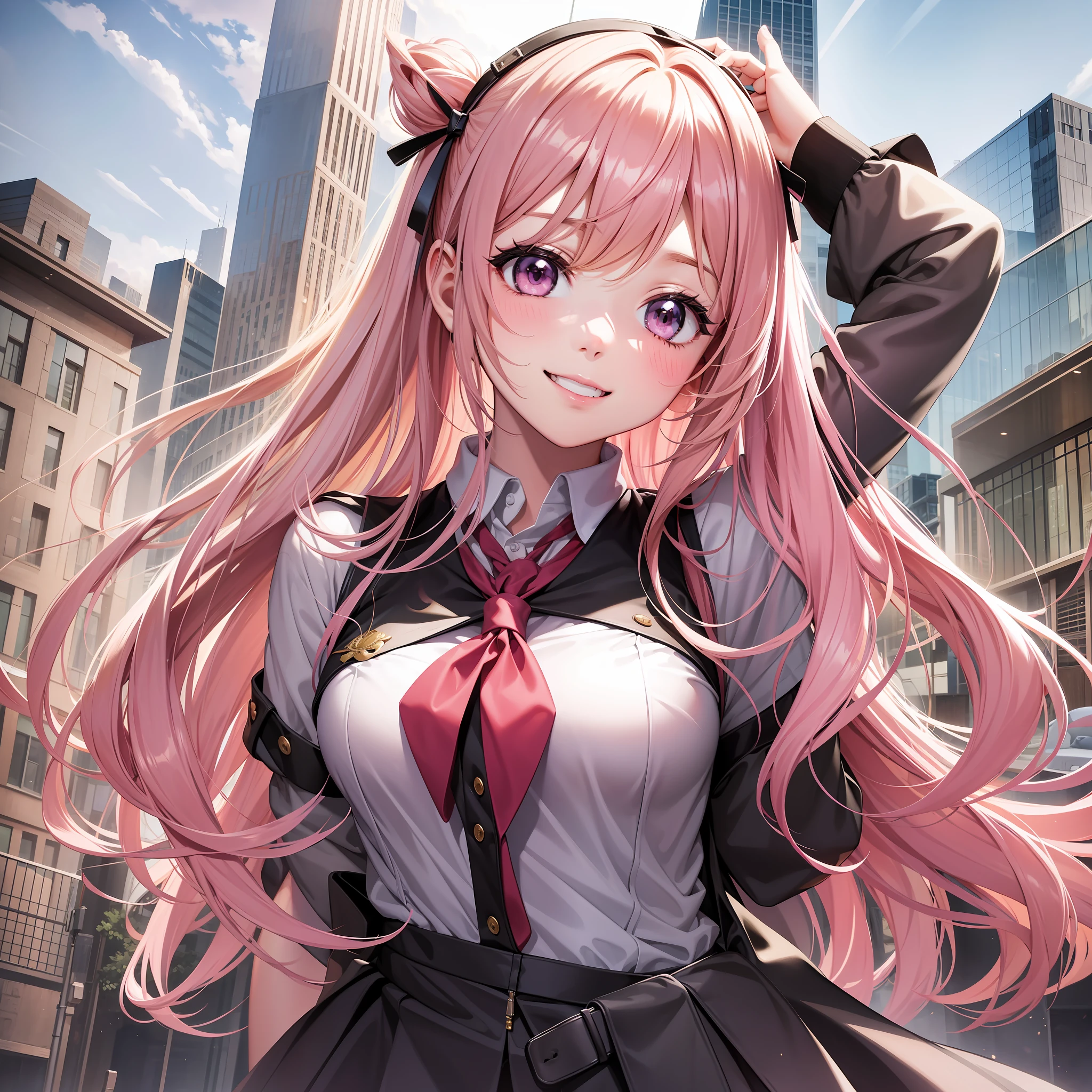 Harem Multiple Girls School Uniform Smiling Long Hair Best Quality Masterpiece Blonde Pink Hair Future