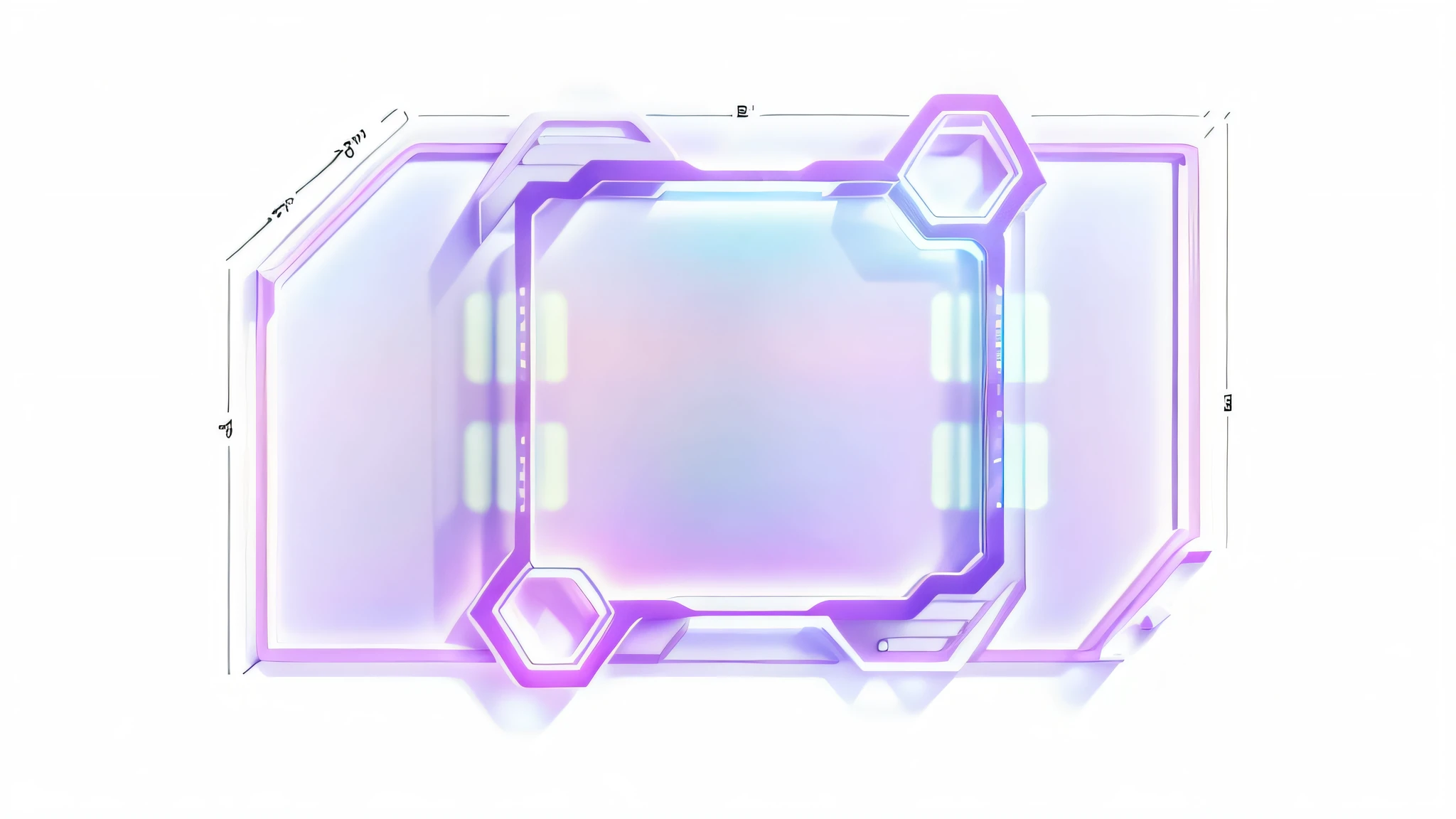 (holographic screen), holographic interface, There is a purple and lilac light, glass OLED, LEDS, futuristic cybernetics, neon glow, (technology), (screen with high opacity simulating glass effect), (technology), [sci-fi], high resolution, best quality, ultra detailed,(complex details), (complex design, ultra detail: 1.2), (complex details), (complex design, ultra detail: 1.2), realistic 3D rendering, described as a 3D render,  sharp detailed 3D rendering, clean digital rendering, keyshot rendering, (rgb), an ultra realistic photo, highly realistic photo, highly detailed photo, high-resolution photography, (holographic screen), (holographic screen image only), (as an LED screen), (glass OLED frame), ((no people in the image)), (only the holographic frame in the image), (object only), ((frame)), ((panel)), (((Holographic panel))),  holographic panel, hyper realistic holographic panel, ultra detailed.